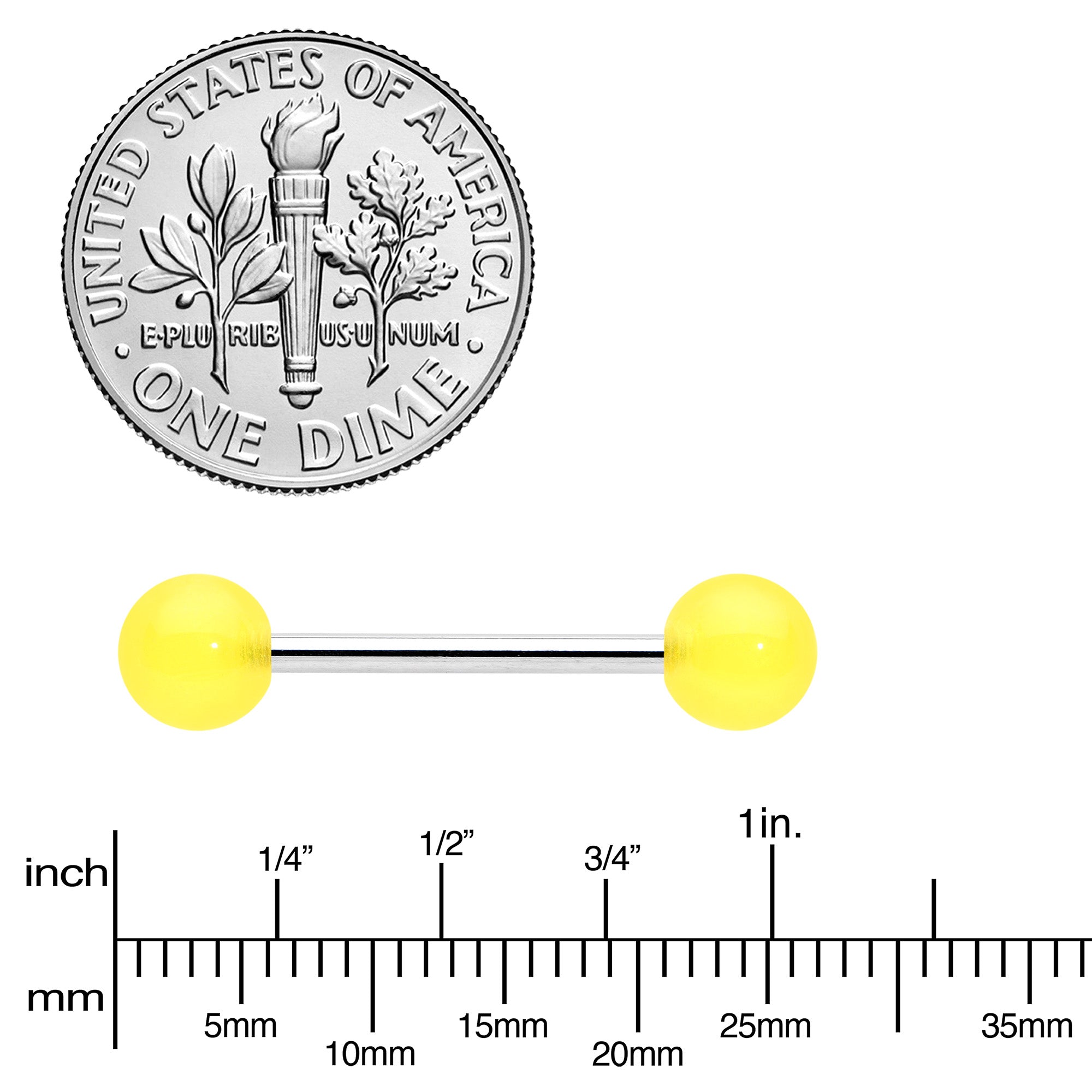 Bright Sunny Yellow Ends Barbell Tongue Ring