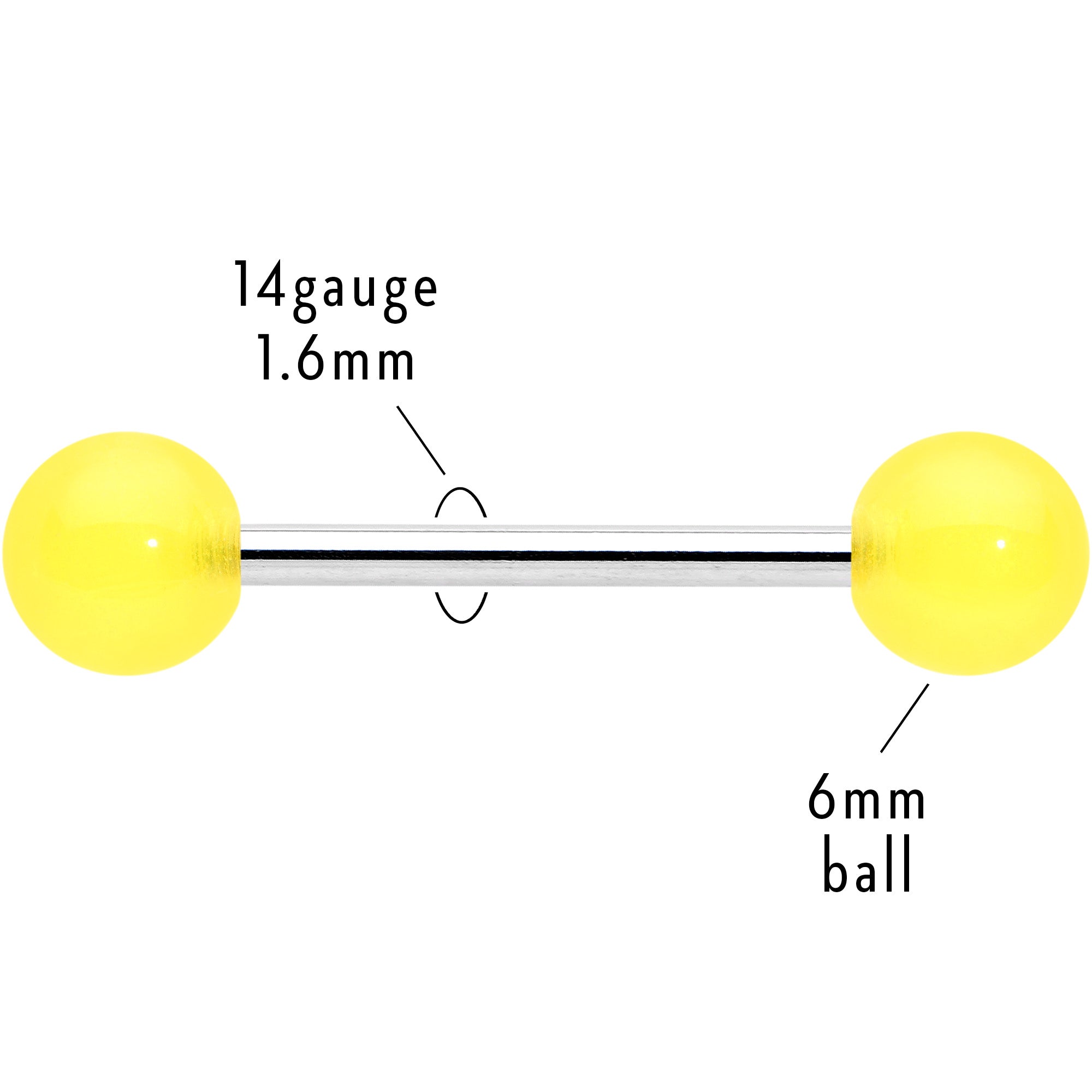 Bright Sunny Yellow Ends Barbell Tongue Ring