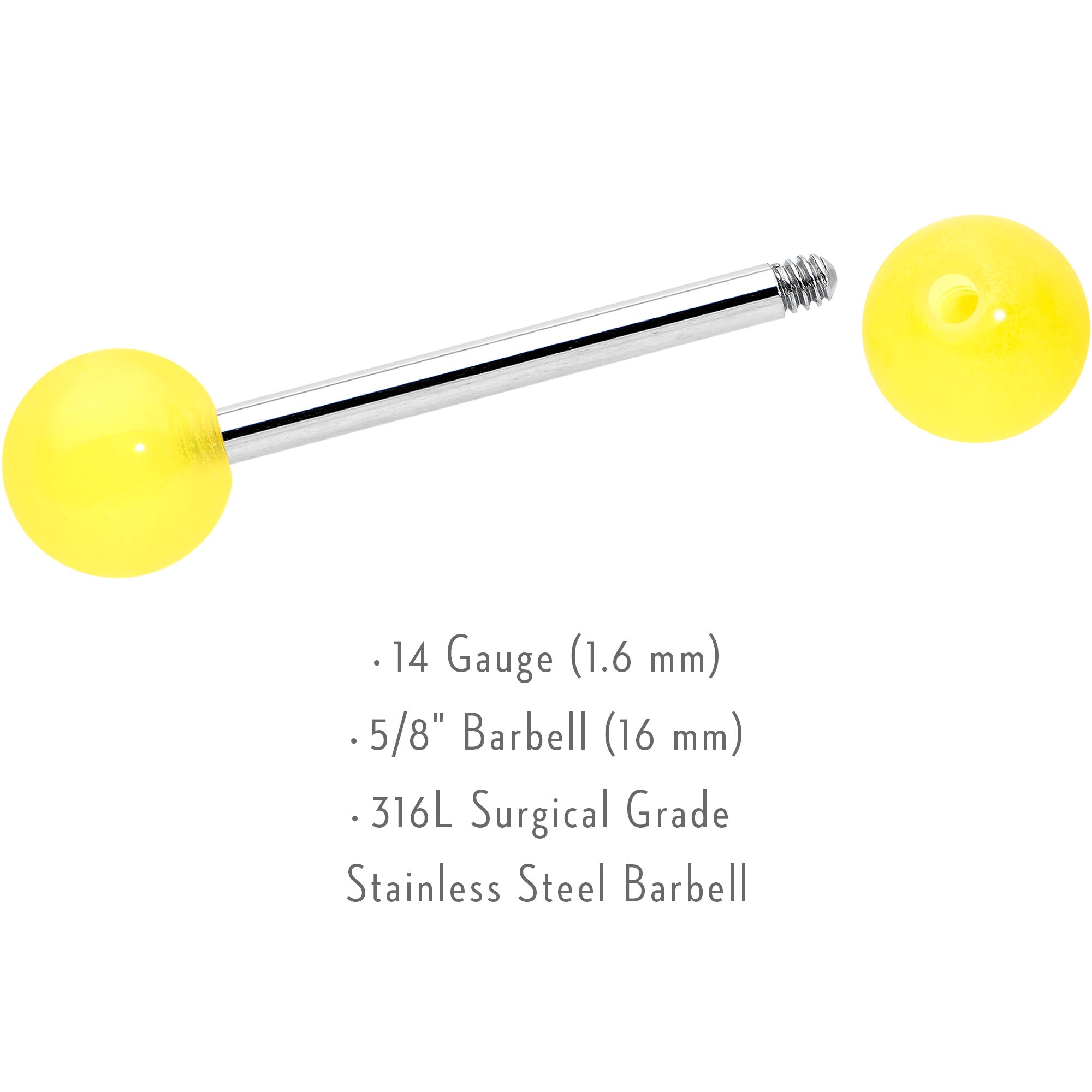 Bright Sunny Yellow Ends Barbell Tongue Ring