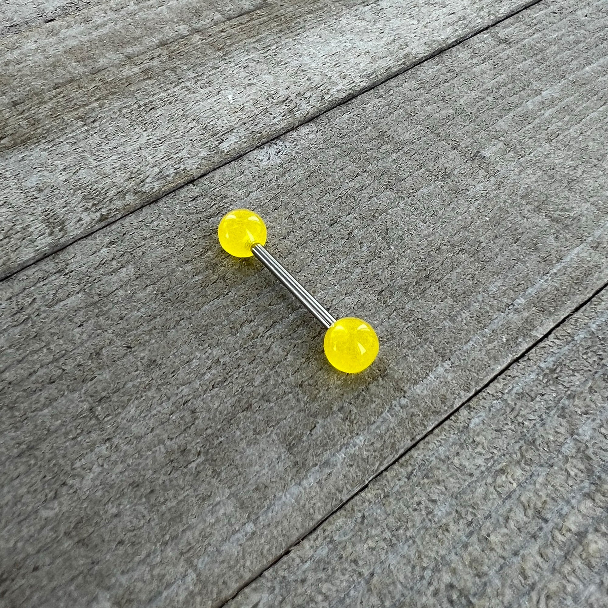 Bright Sunny Yellow Ends Barbell Tongue Ring