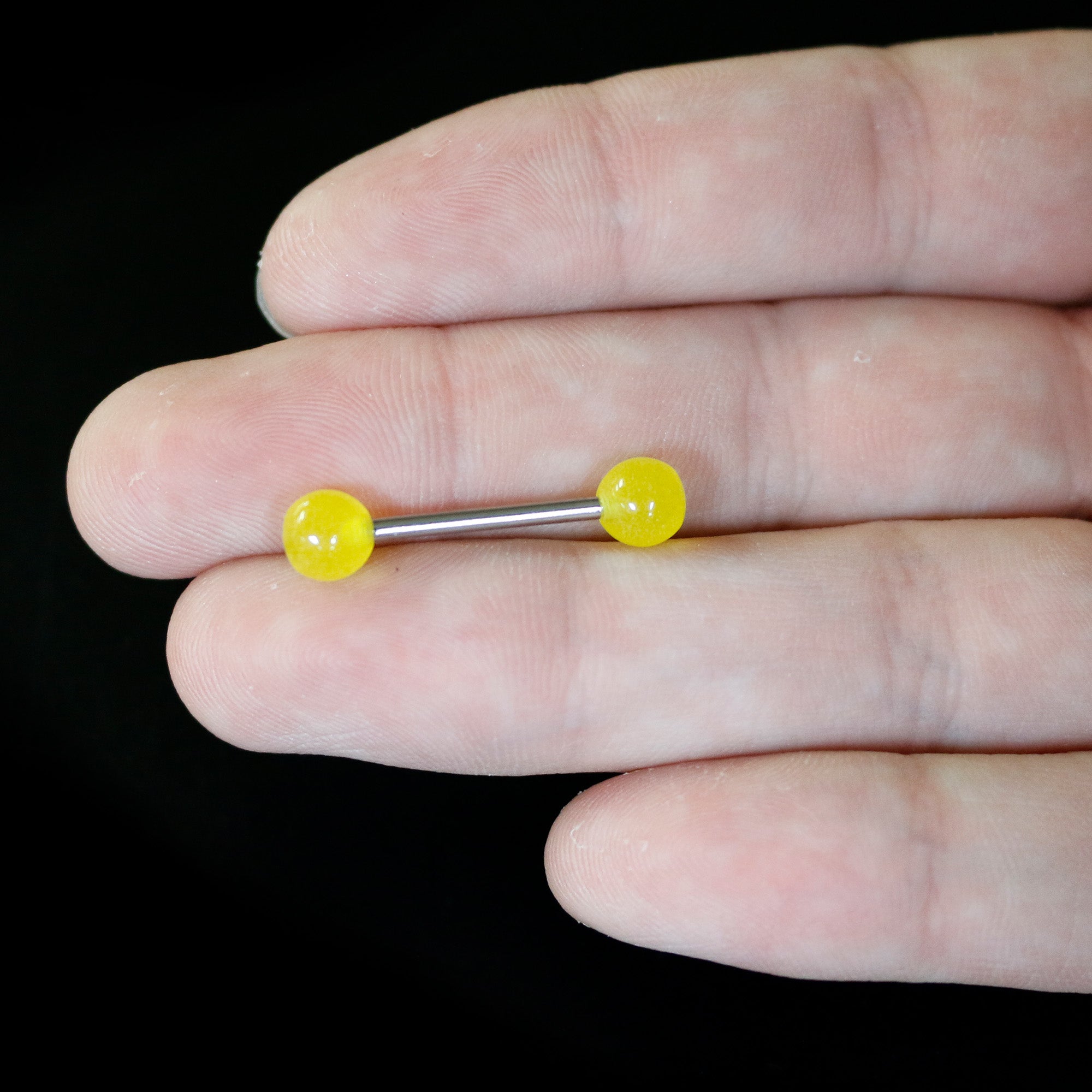 Bright Sunny Yellow Ends Barbell Tongue Ring