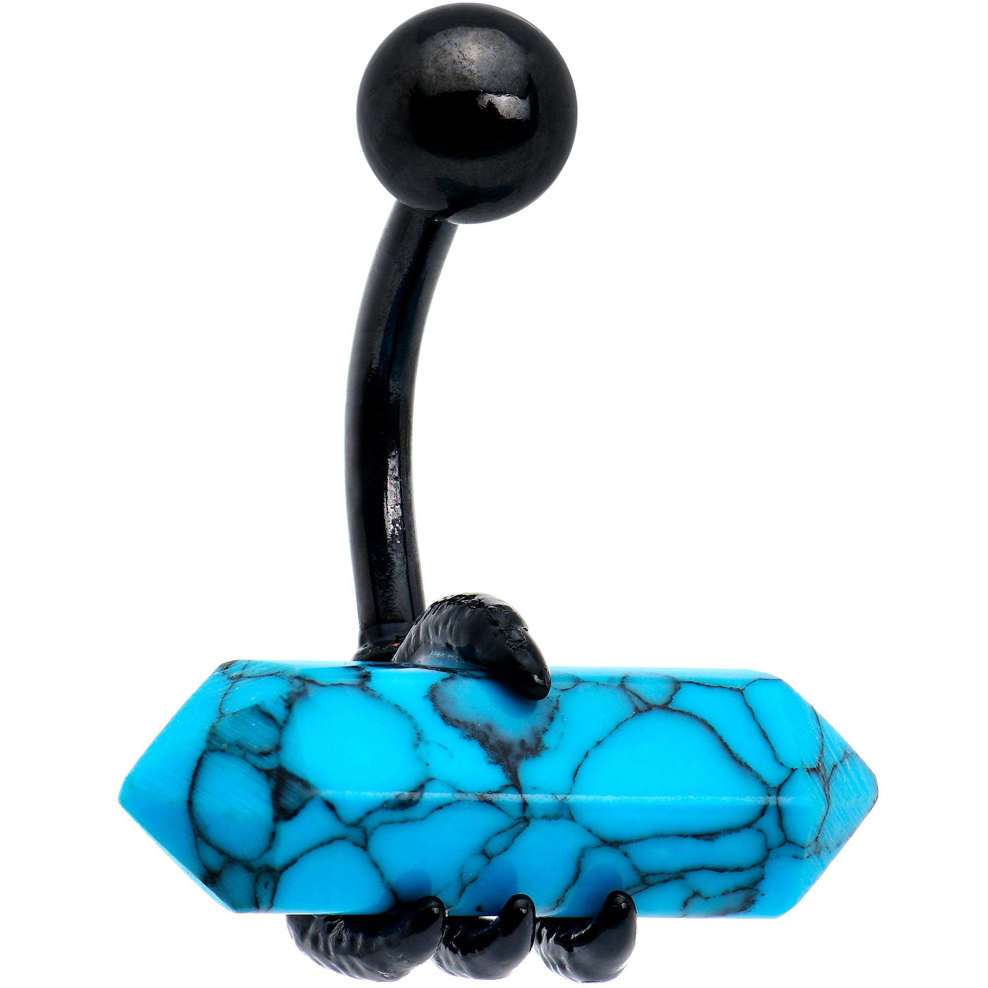 Blue Turquoise Stone Black Claw Belly Ring