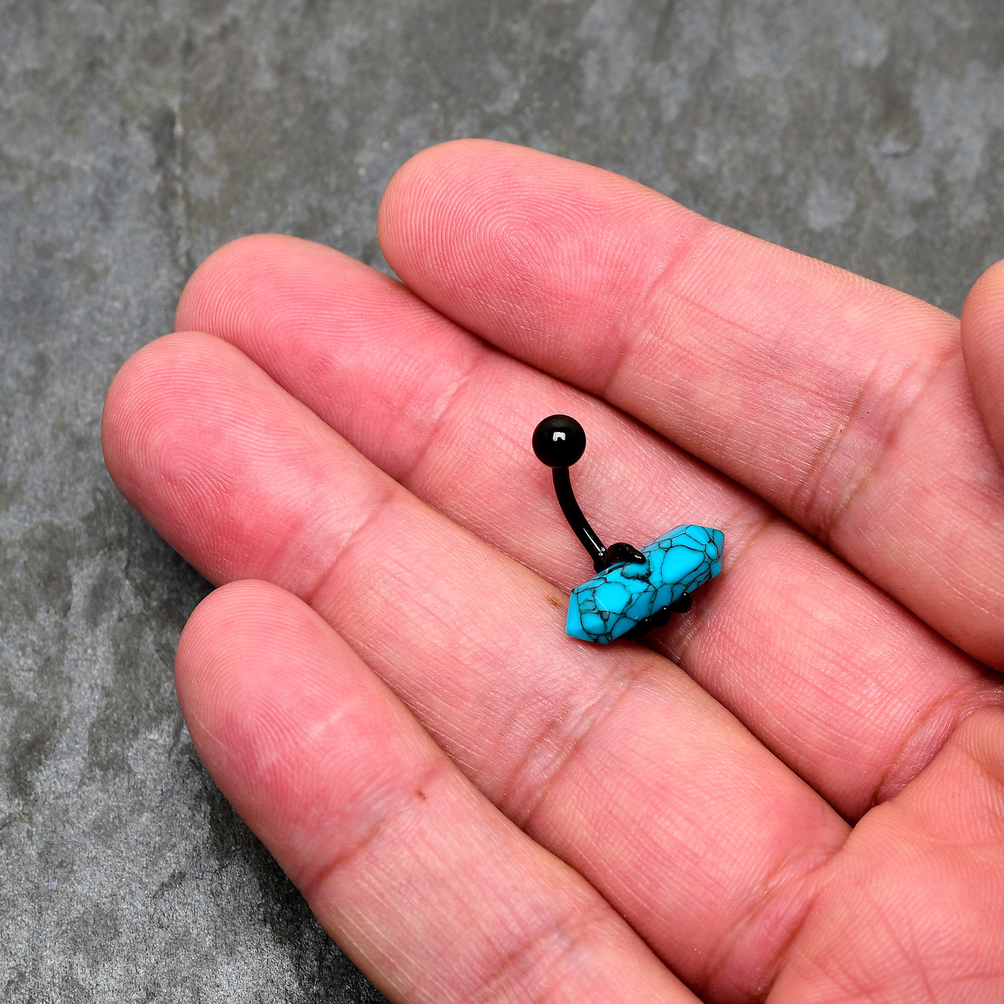 Blue Turquoise Stone Black Claw Belly Ring