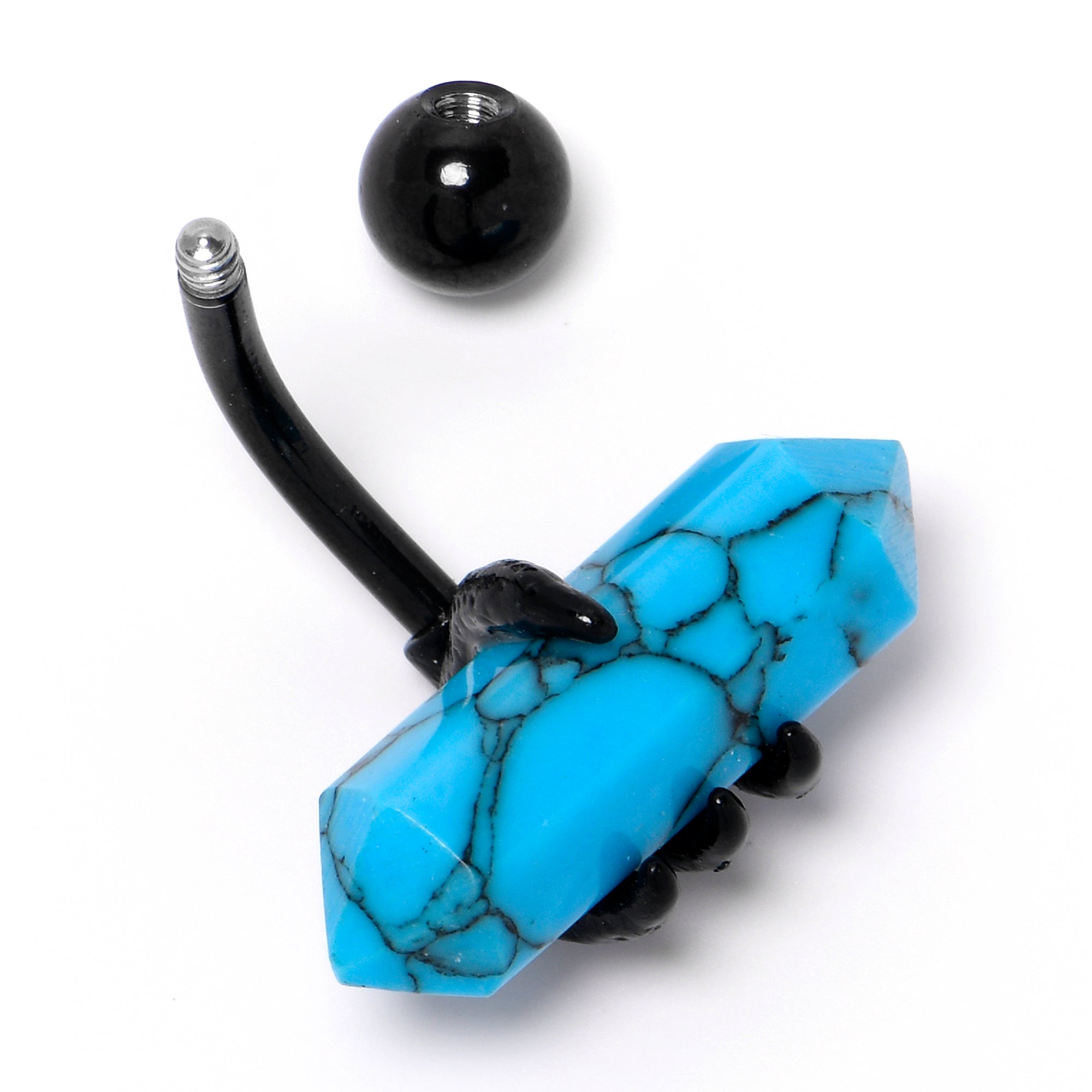 Blue Turquoise Stone Black Claw Belly Ring