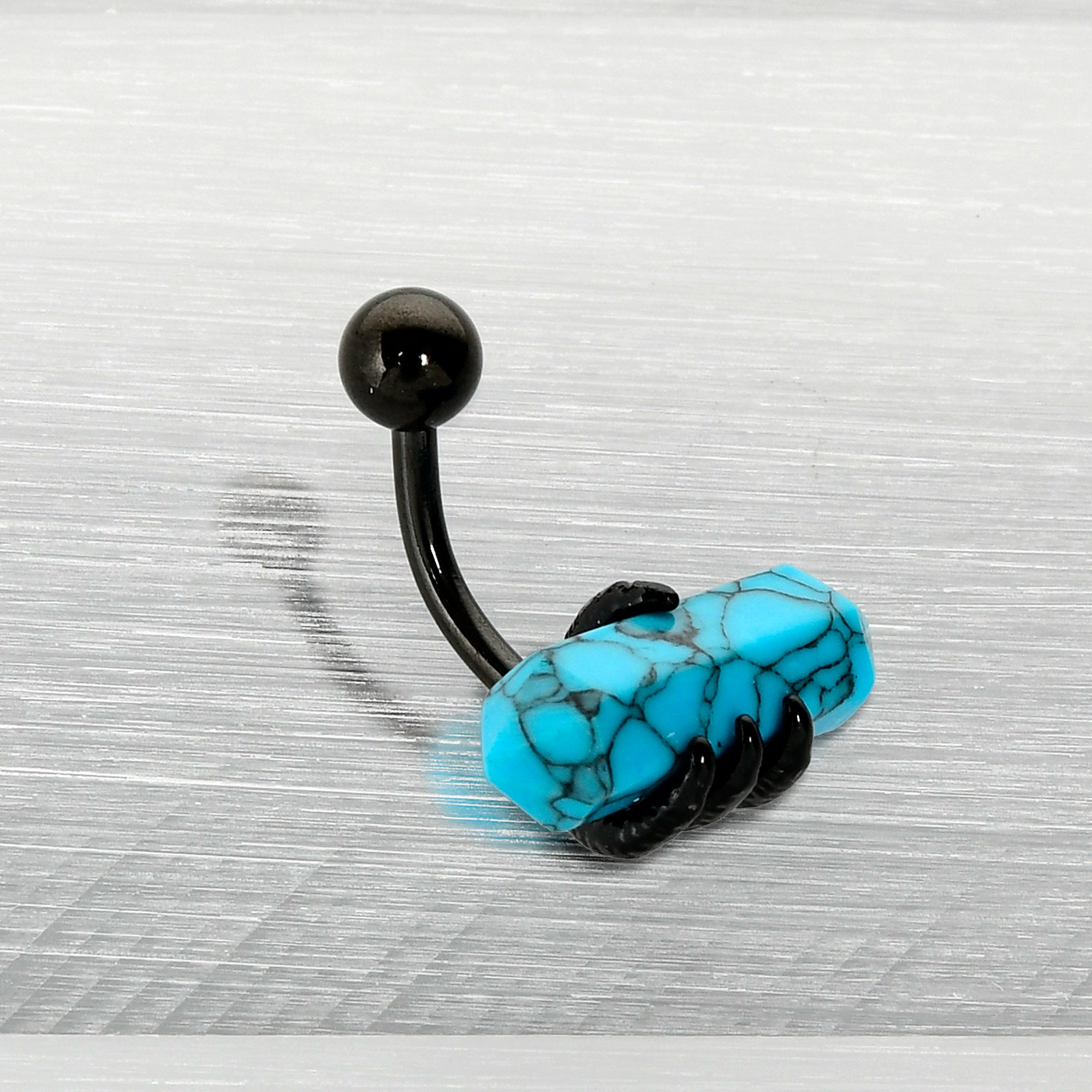 Blue Turquoise Stone Black Claw Belly Ring