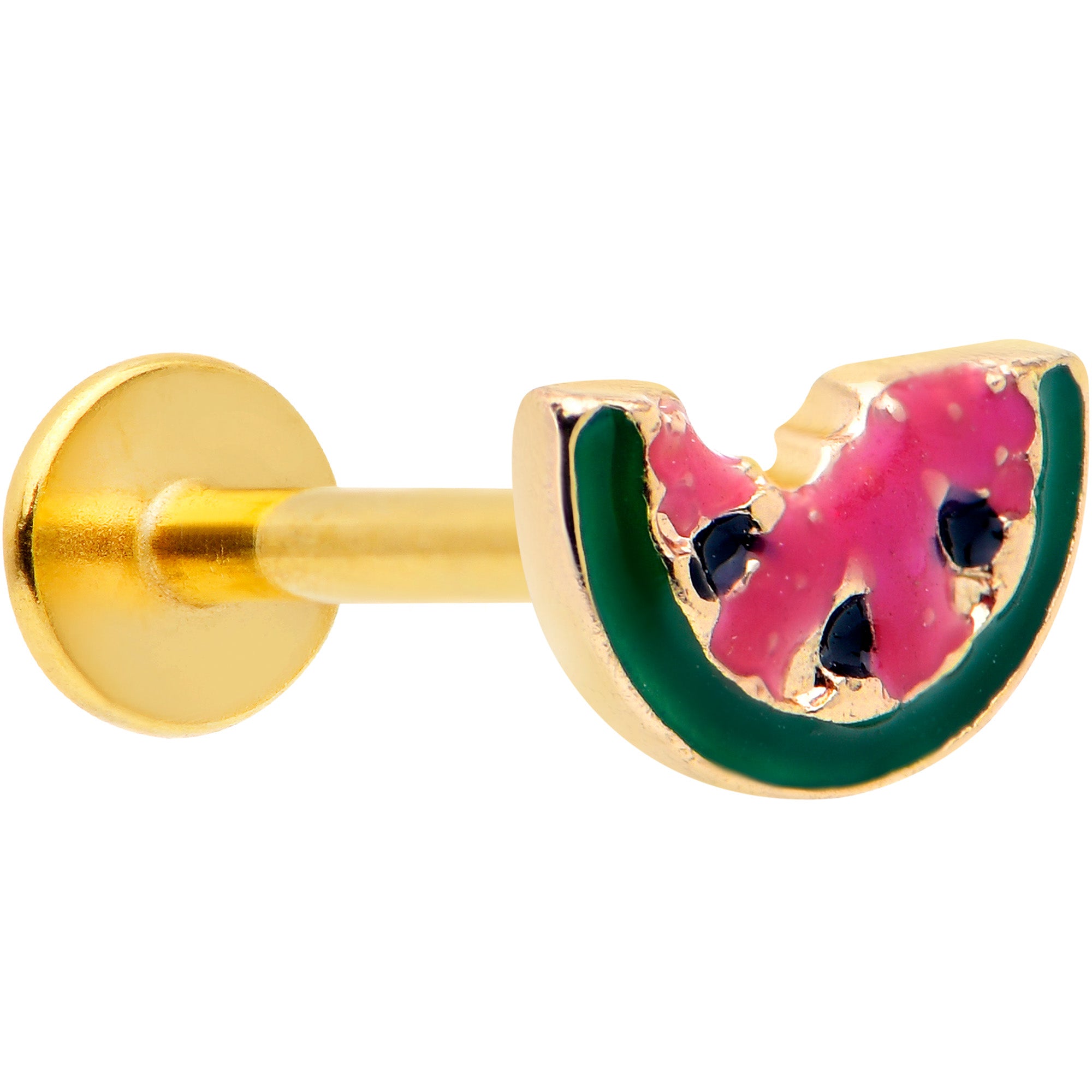 16 Gauge 5/16 Gold Tone Watermelon Bite Labret Monroe Tragus