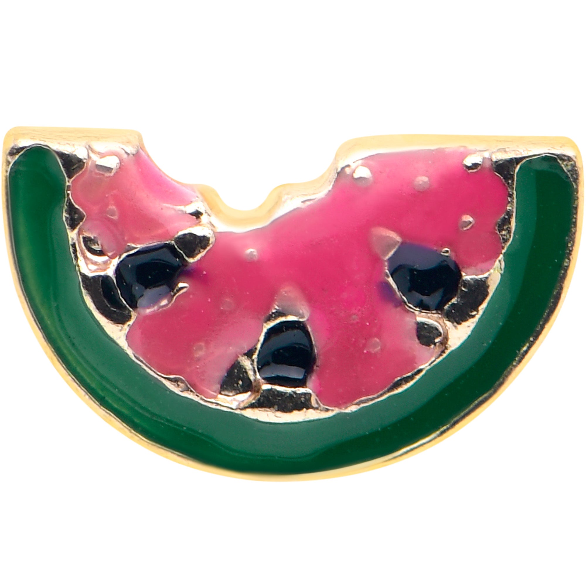 16 Gauge 1/4 Gold Tone Watermelon Bite Labret