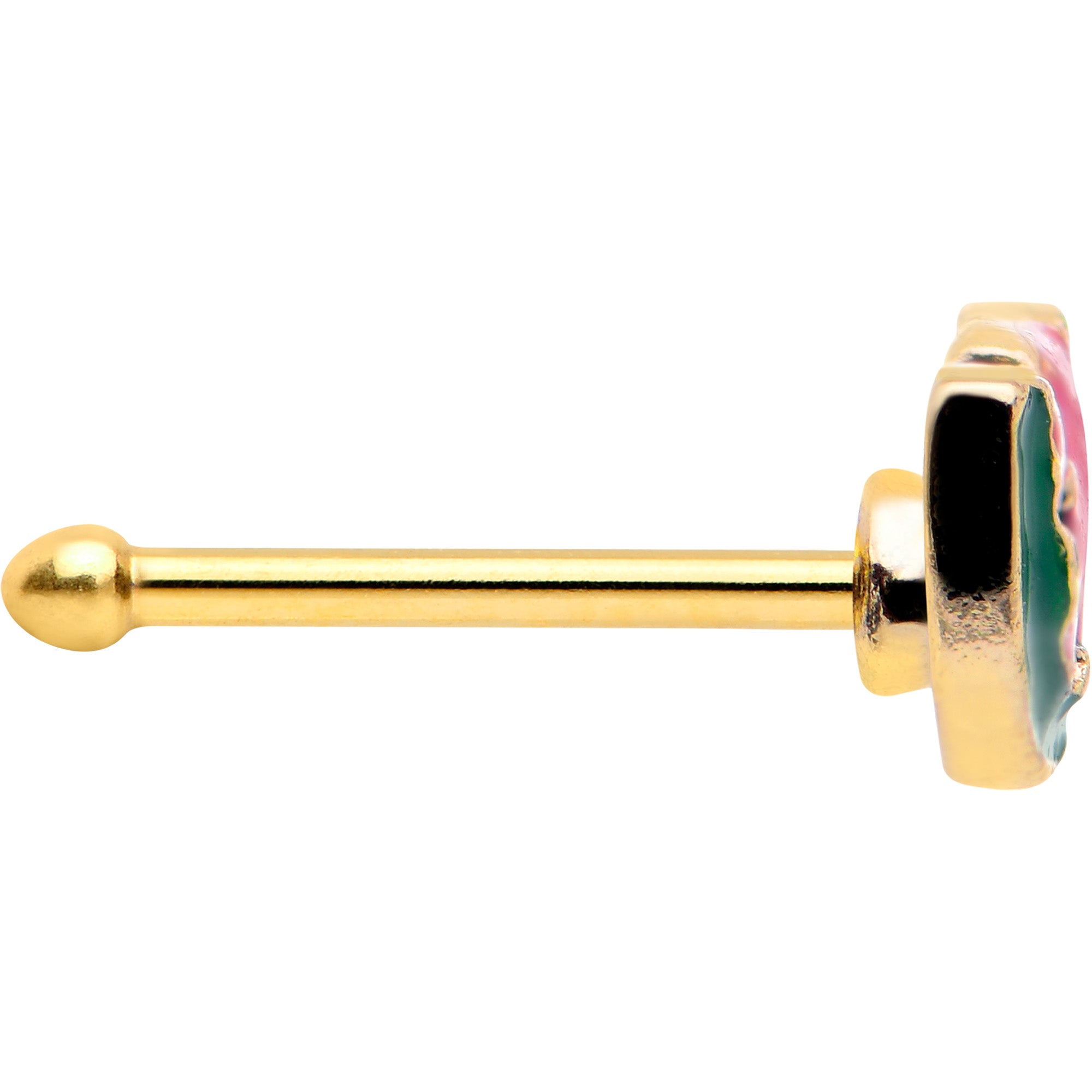 20 Gauge 1/4 Gold Tone Watermelon Bite Nose Bone