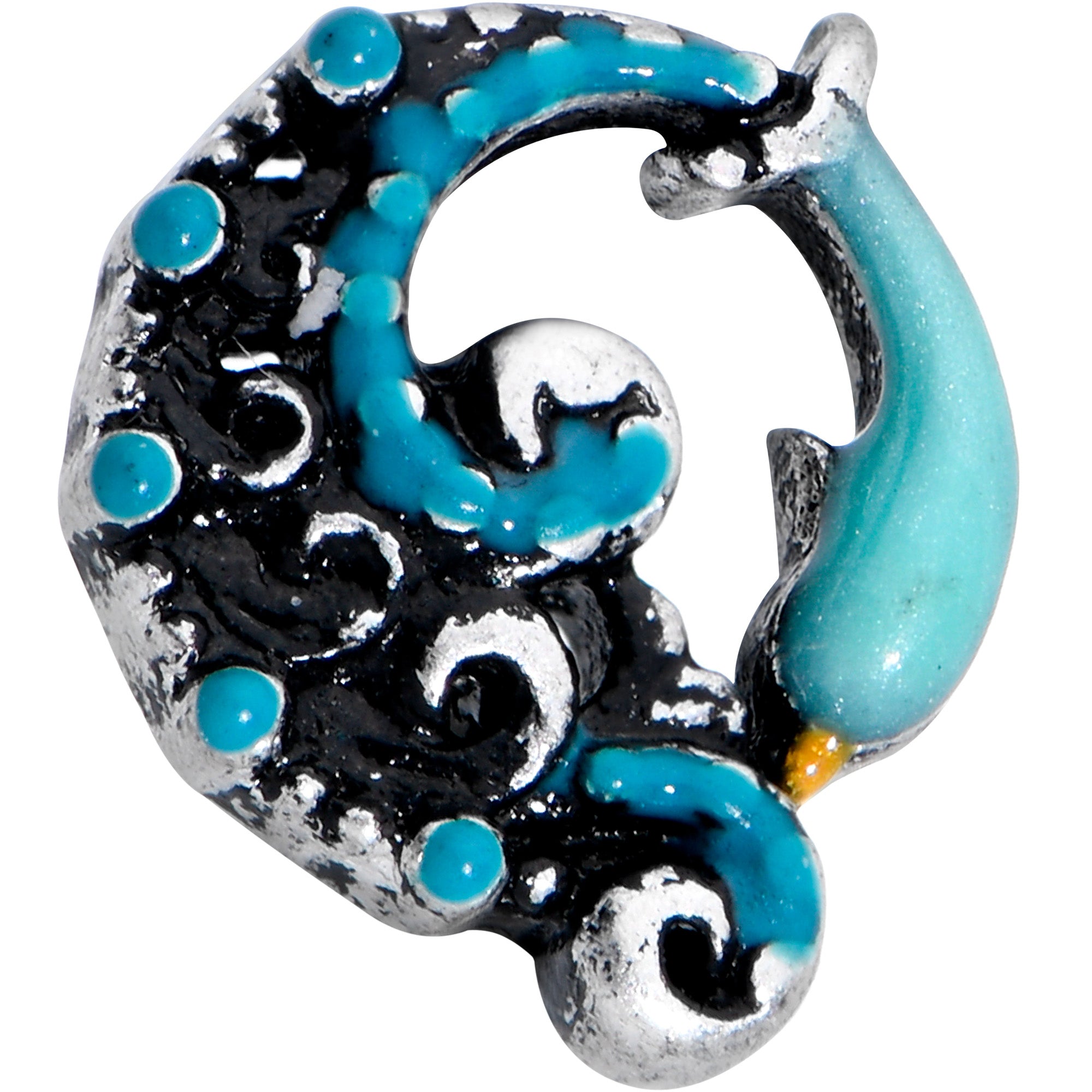 20 Gauge 1/4 Leaping Blue Dolphin L Shape Nose Ring