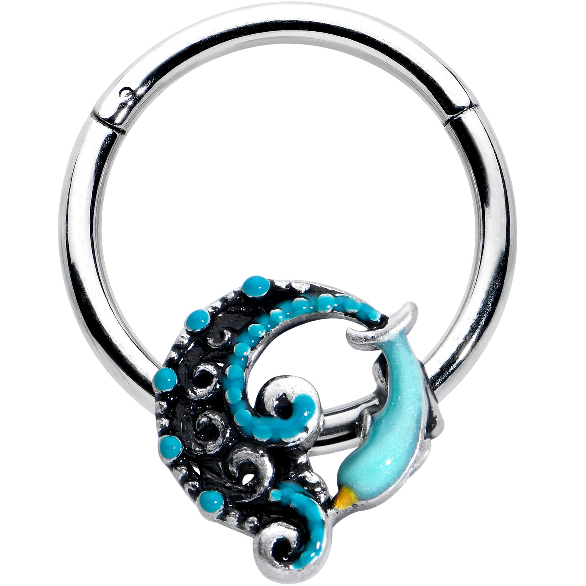 16 Gauge 3/8 Leaping Blue Dolphin Hinged Segment Ring