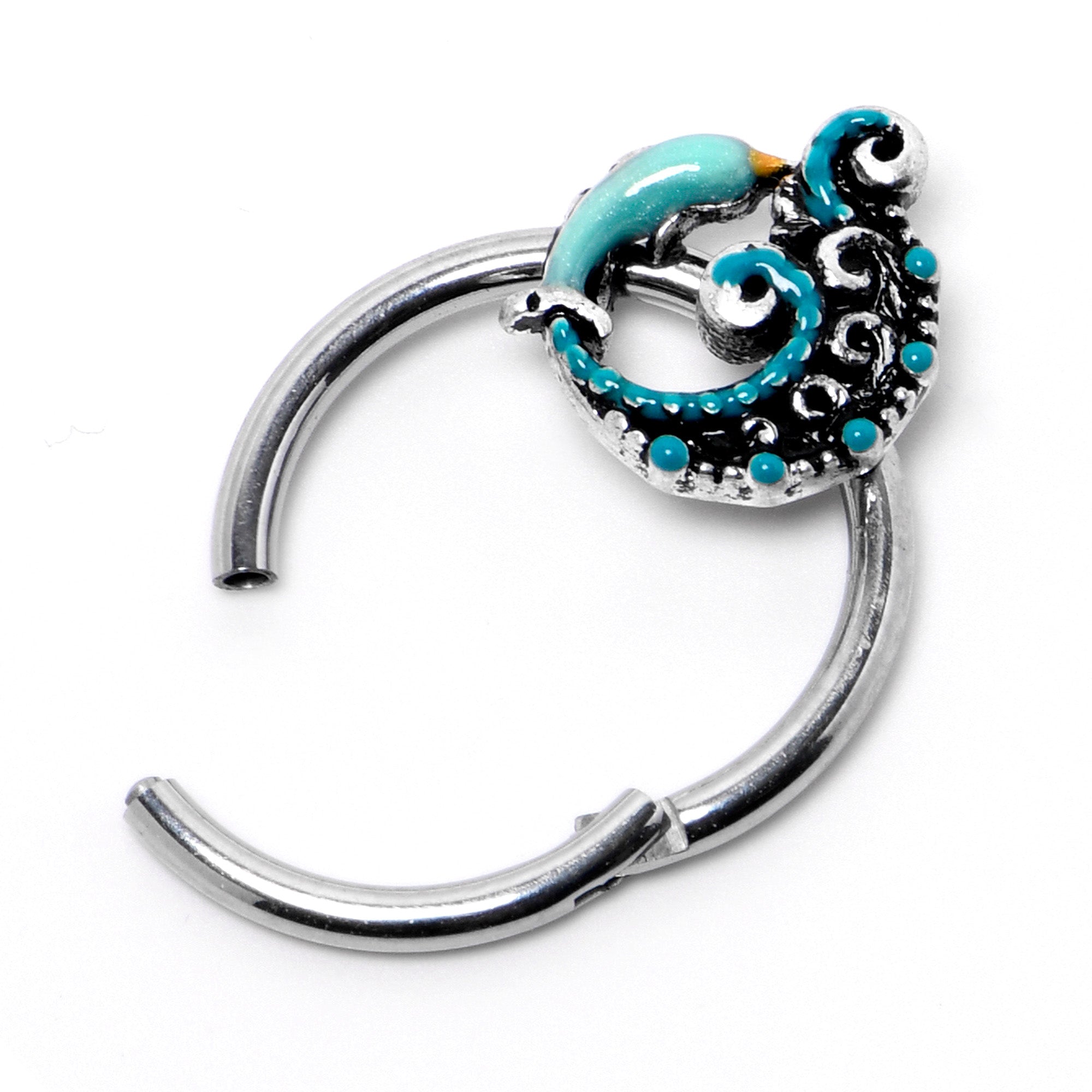 16 Gauge 3/8 Leaping Blue Dolphin Hinged Segment Ring