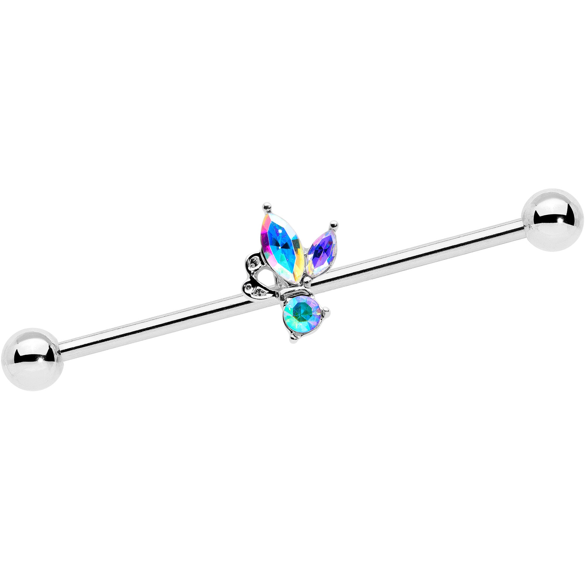 14 Gauge Aurora CZ Gem Fleur de Lis Industrial Barbell 38mm