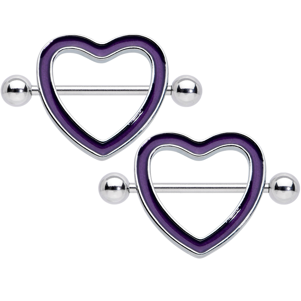 14 Gauge 5/8 Purple Heart Glow in the Dark Valentine Nipple Shield