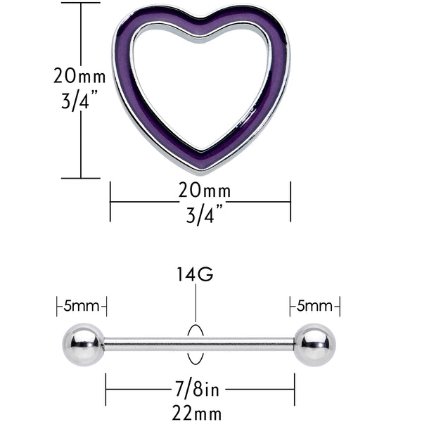 14 Gauge 5/8 Devil Heart Valentine Nipple Shield Set