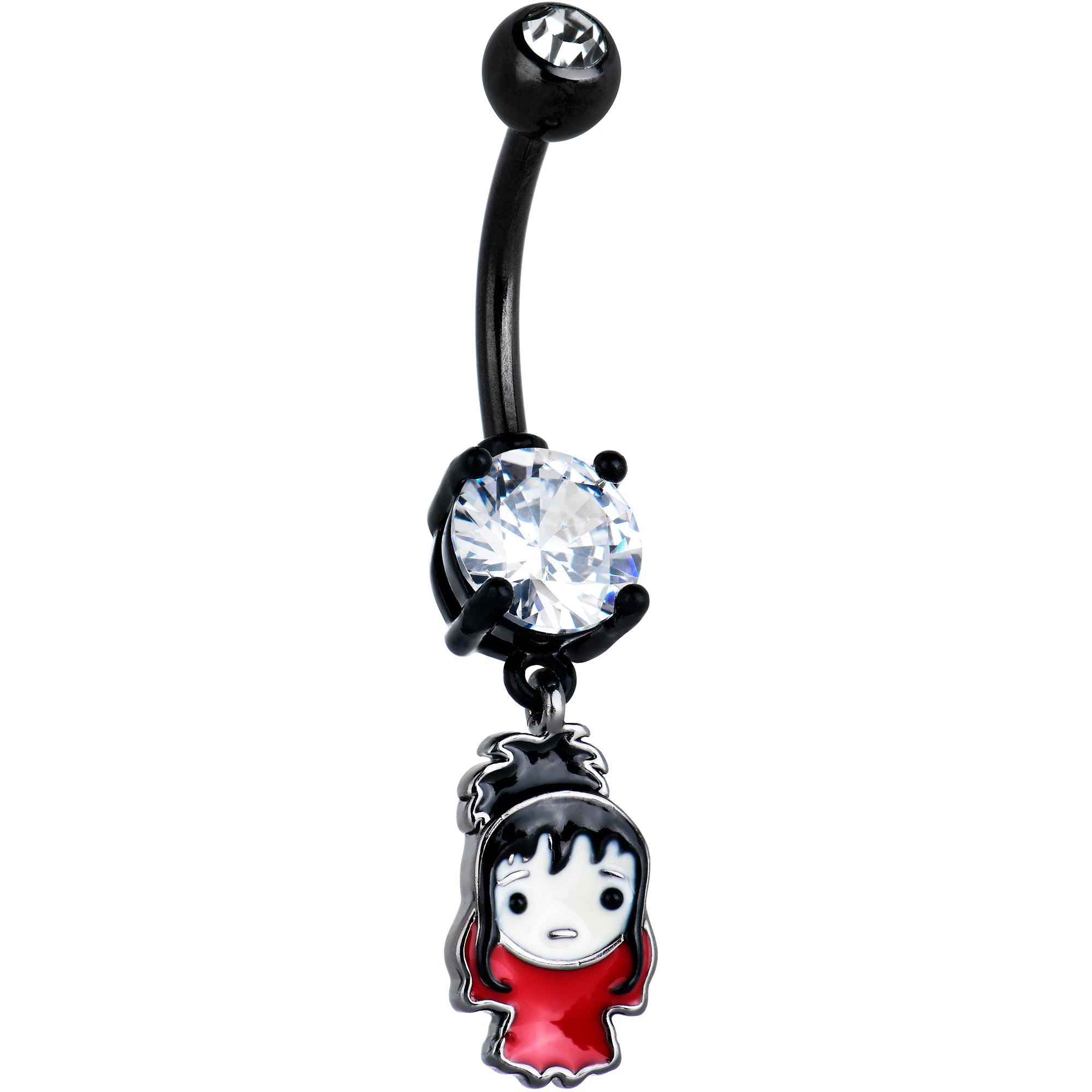 Clear Gem Black Officially Licensed Beetlejuice Lydia Dangle Belly Ring