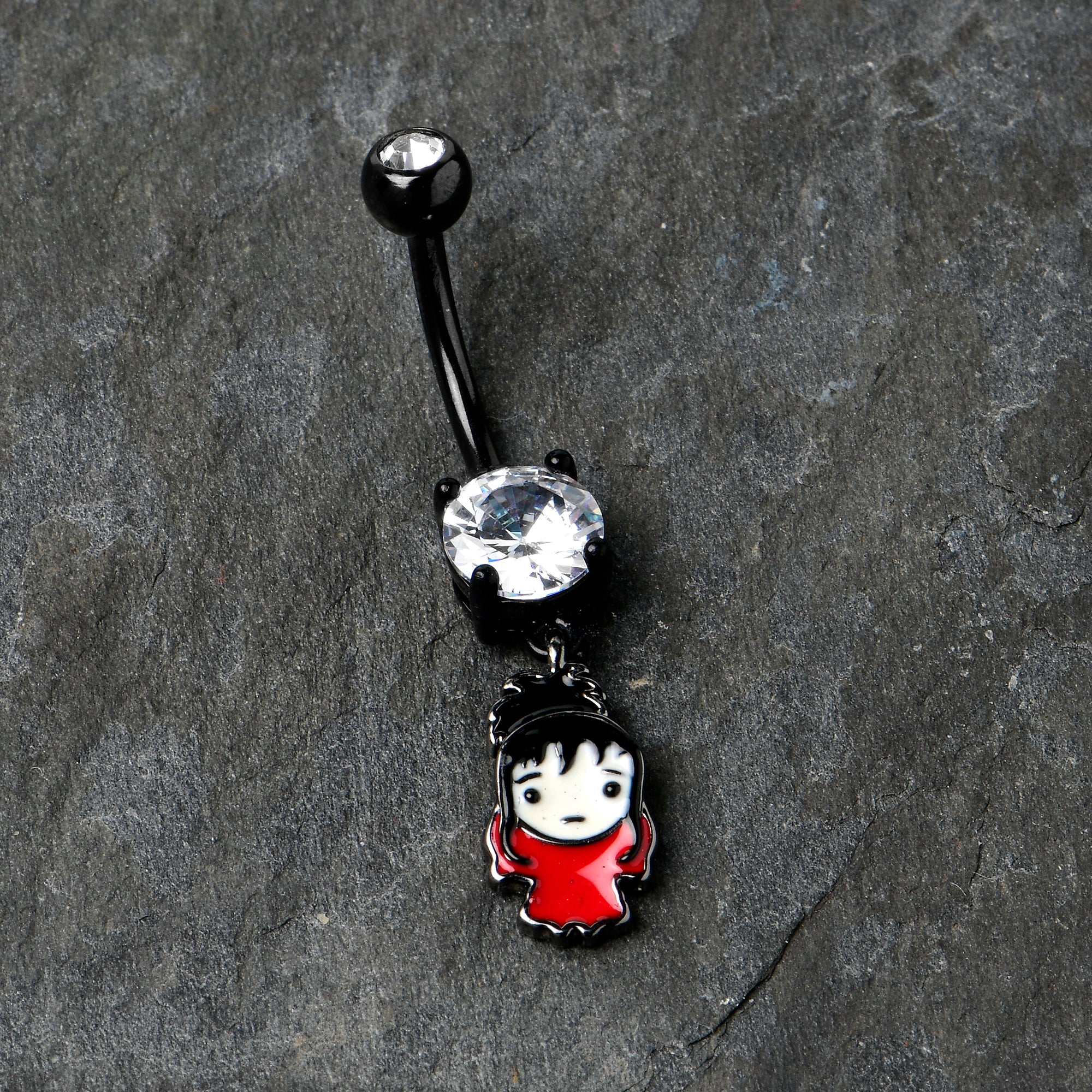 Clear Gem Black Officially Licensed Beetlejuice Lydia Dangle Belly Ring