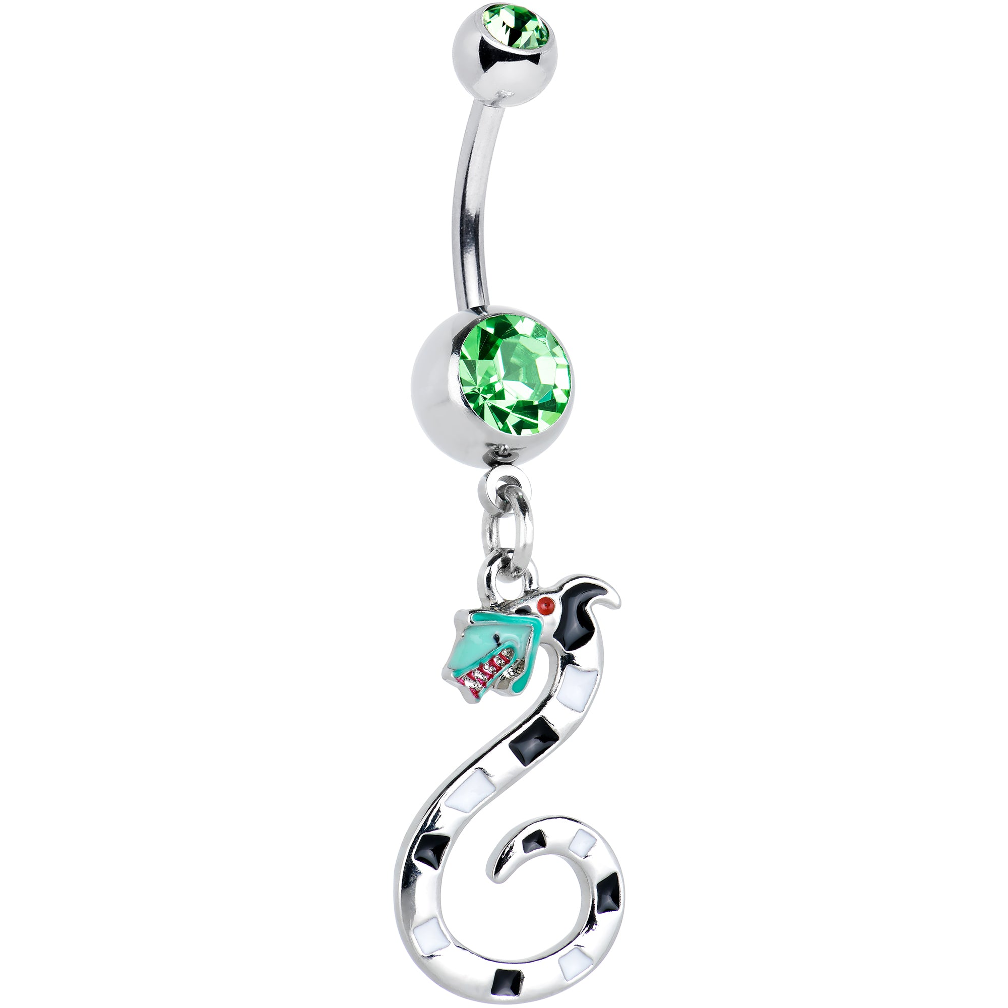 Green Gem Officially Licensed Beetlejuice SandWorm Dangle Belly Ring