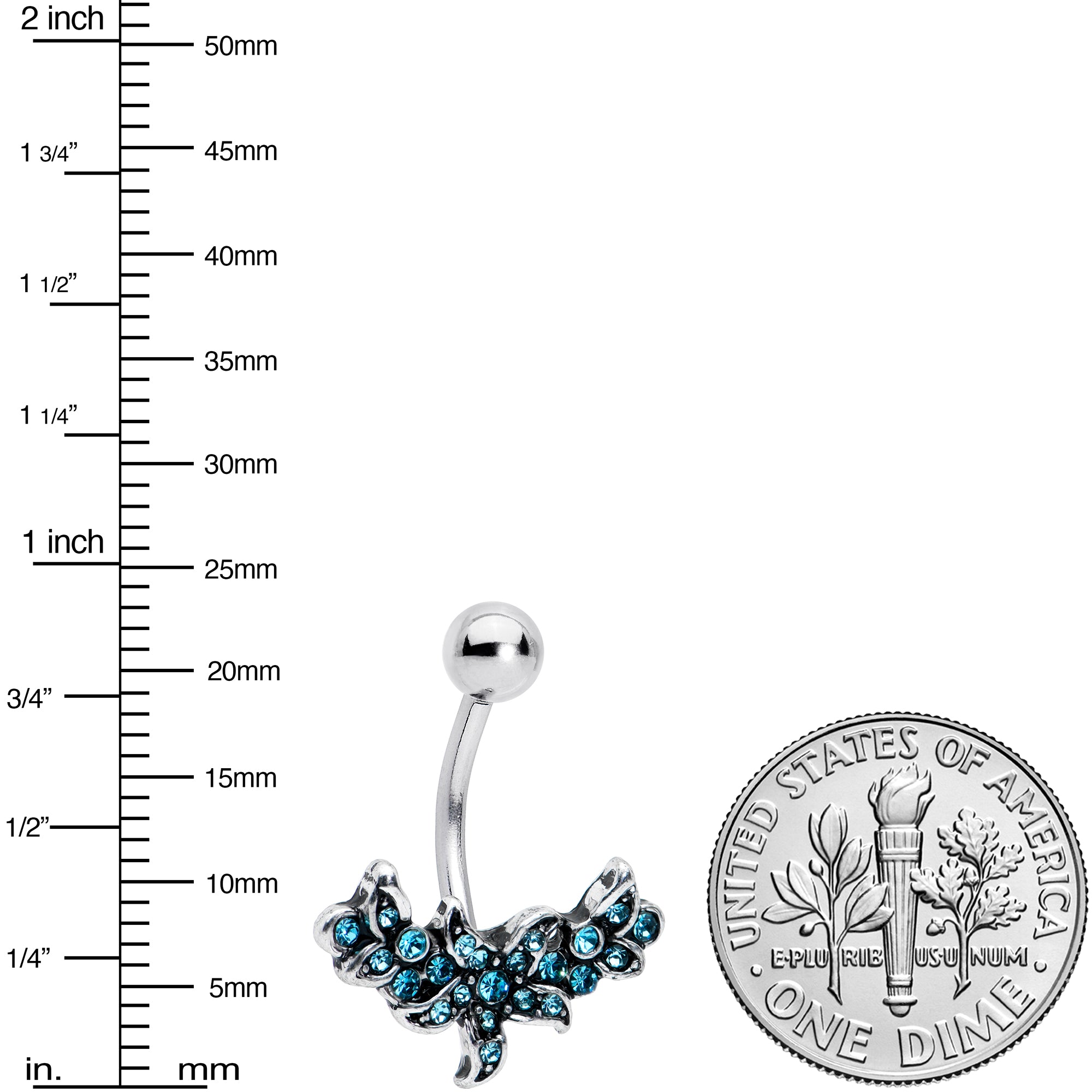 Blue Gem Flower Garland Belly Ring