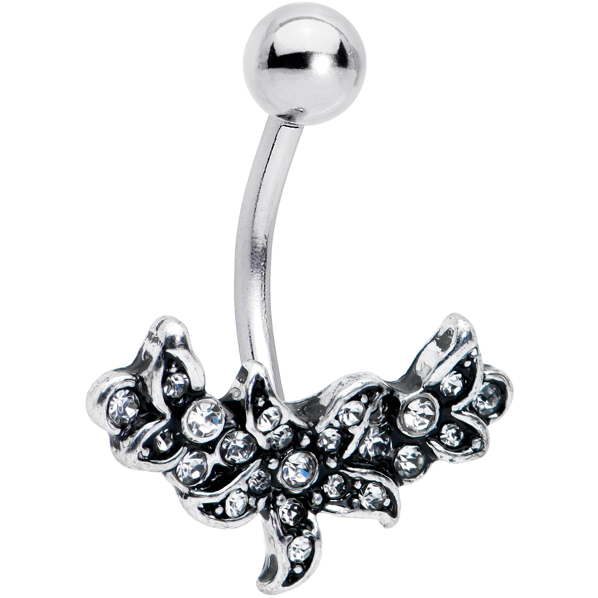 Clear Gem Flower Garland Belly Ring