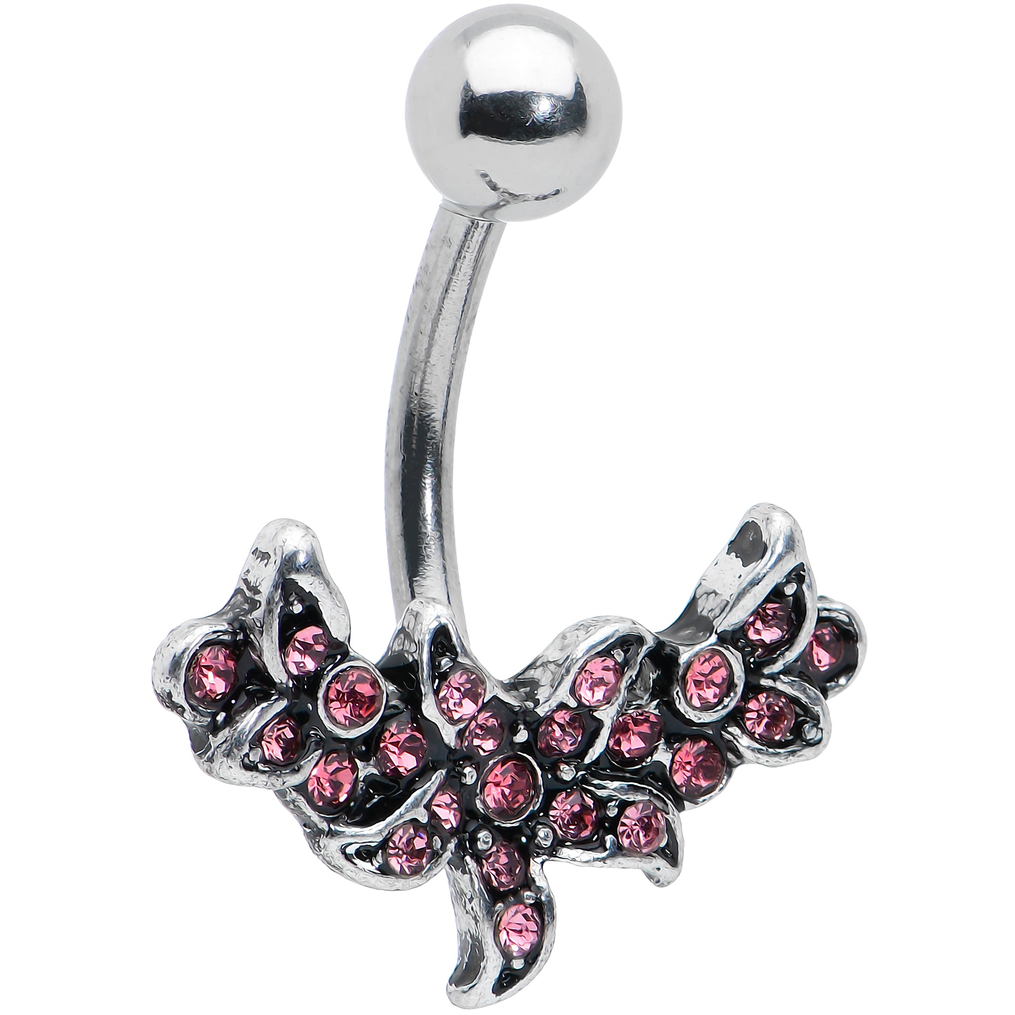 Pink Gem Flower Garland Belly Ring