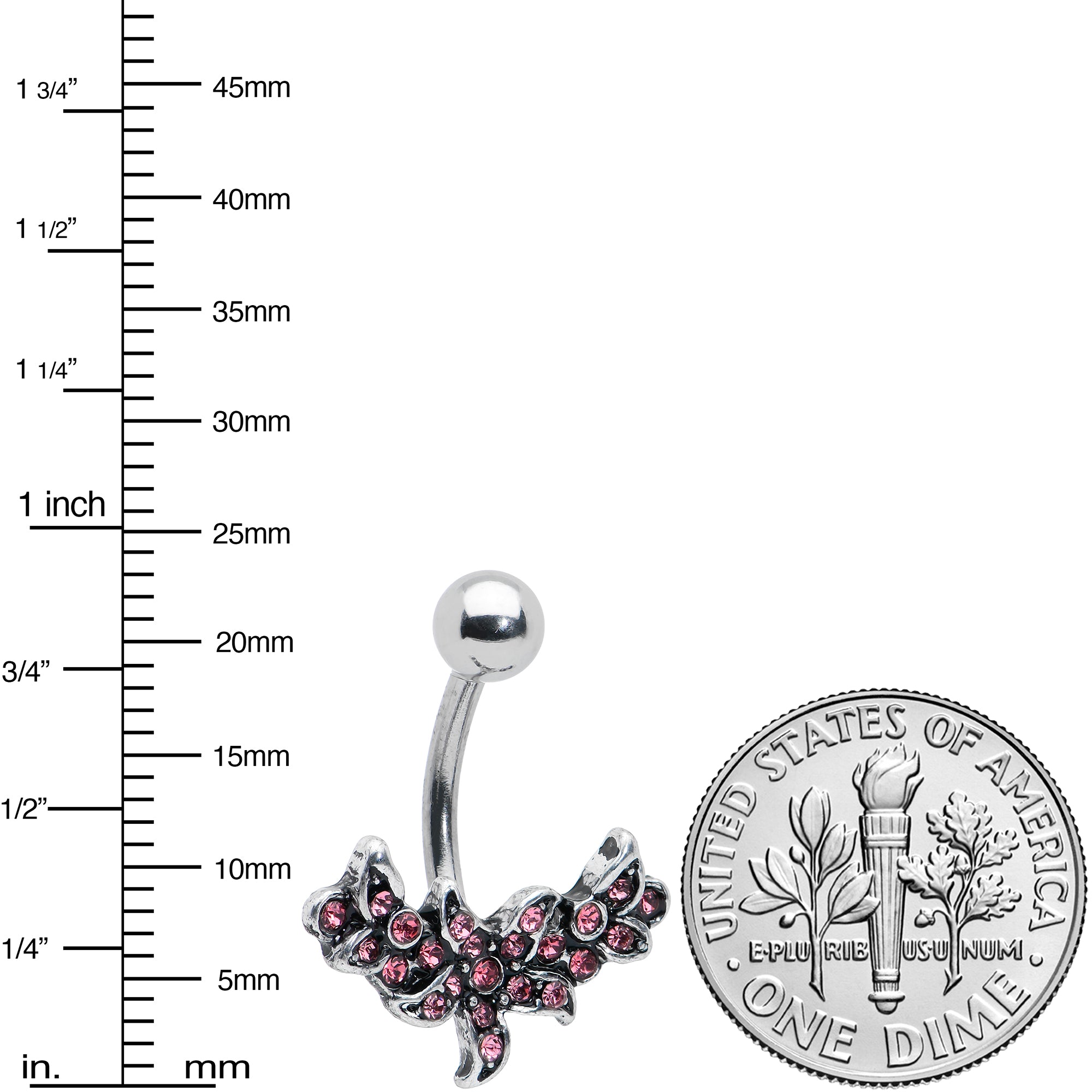 Pink Gem Flower Garland Belly Ring