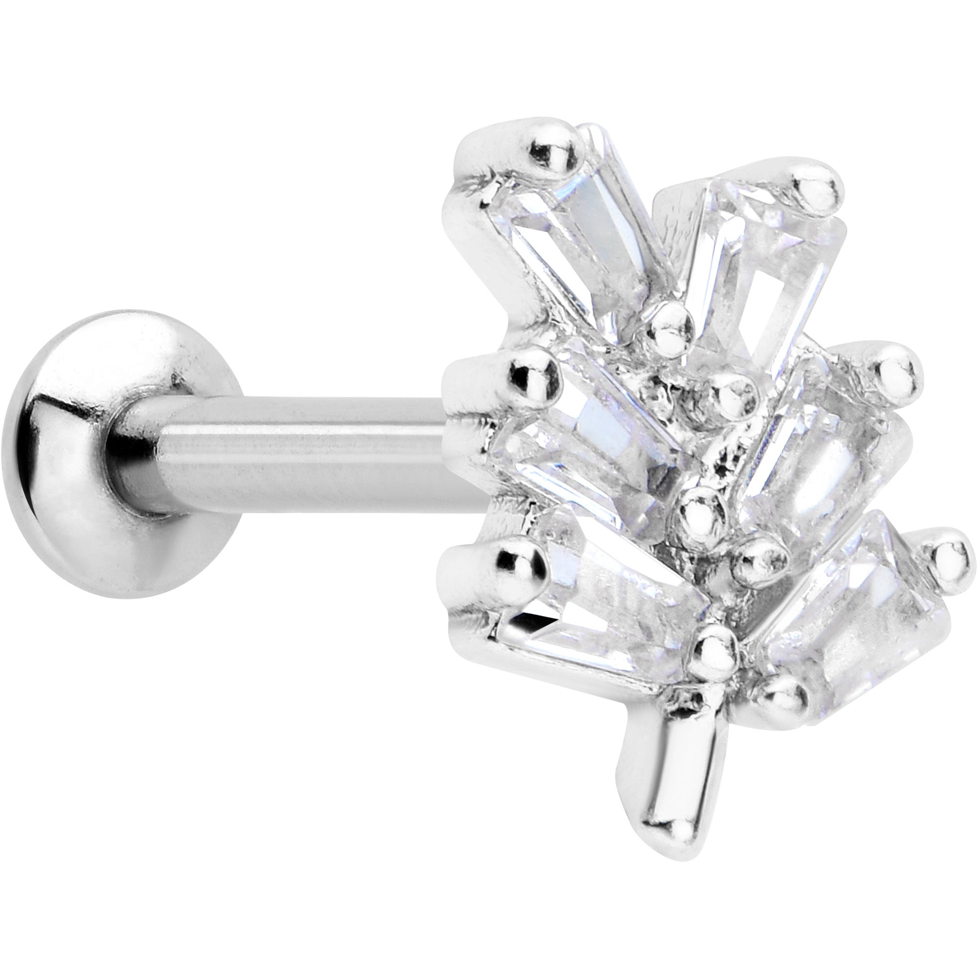 16 Gauge 5/16 Clear CZ Gem Leafy Branch Threadless Labret Monroe Tragus