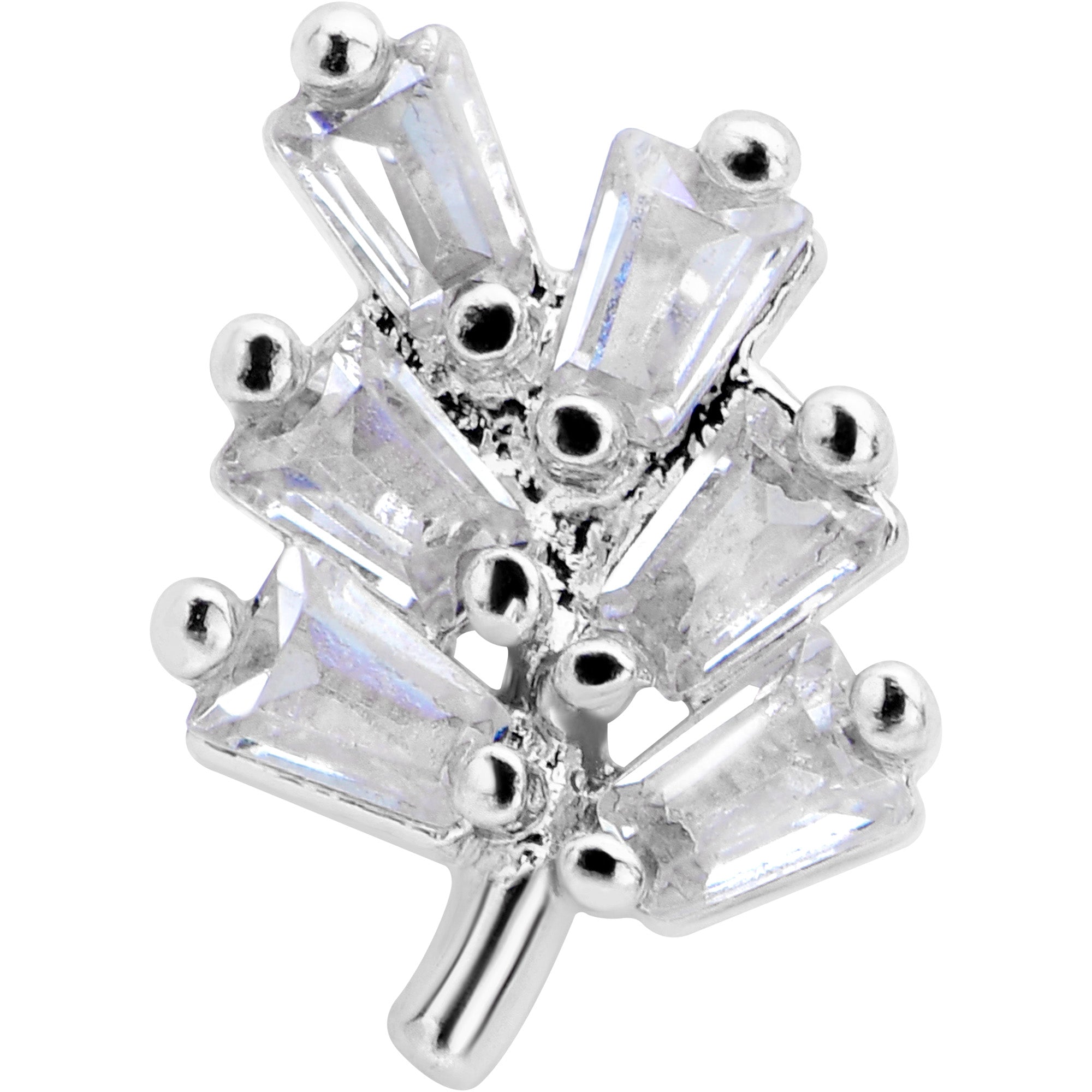 16 Gauge 5/16 Clear CZ Gem Leafy Branch Threadless Labret Monroe Tragus