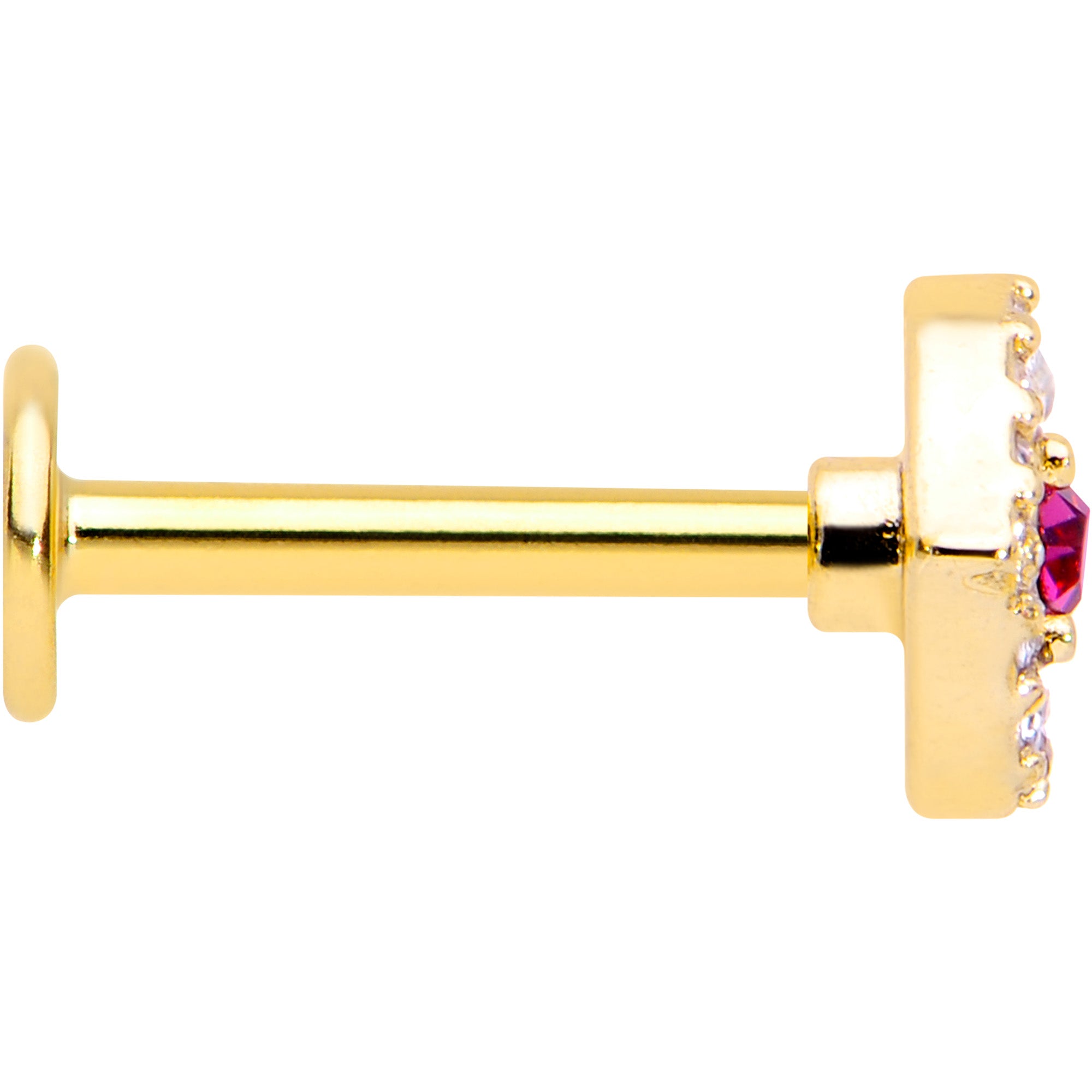 16 Gauge 5/16 Clear Pink Gem Gold Tone Open Eye Labret Monroe Tragus