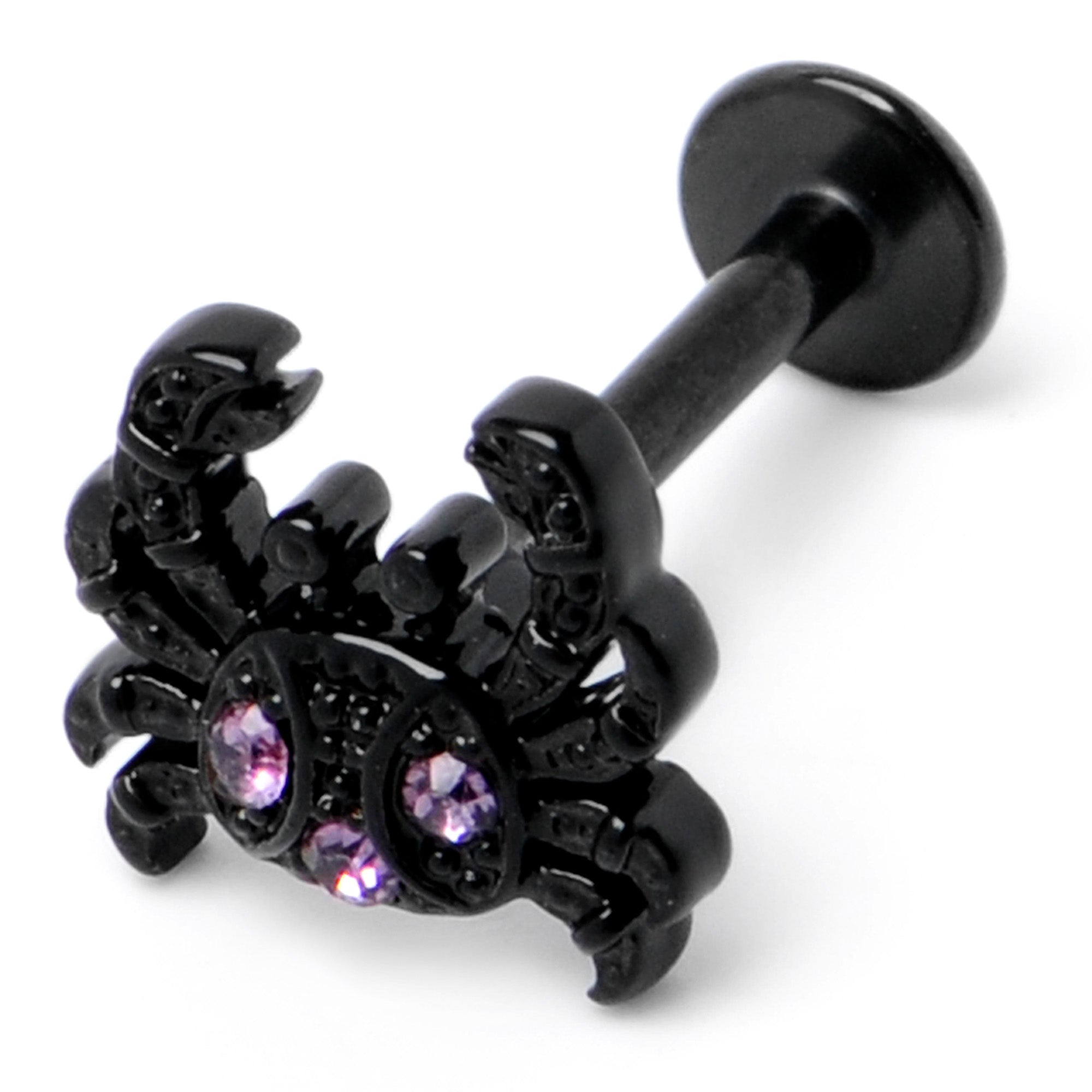 16 Gauge 5/16 Purple Gem Black Chic Crab Labret Monroe Tragus