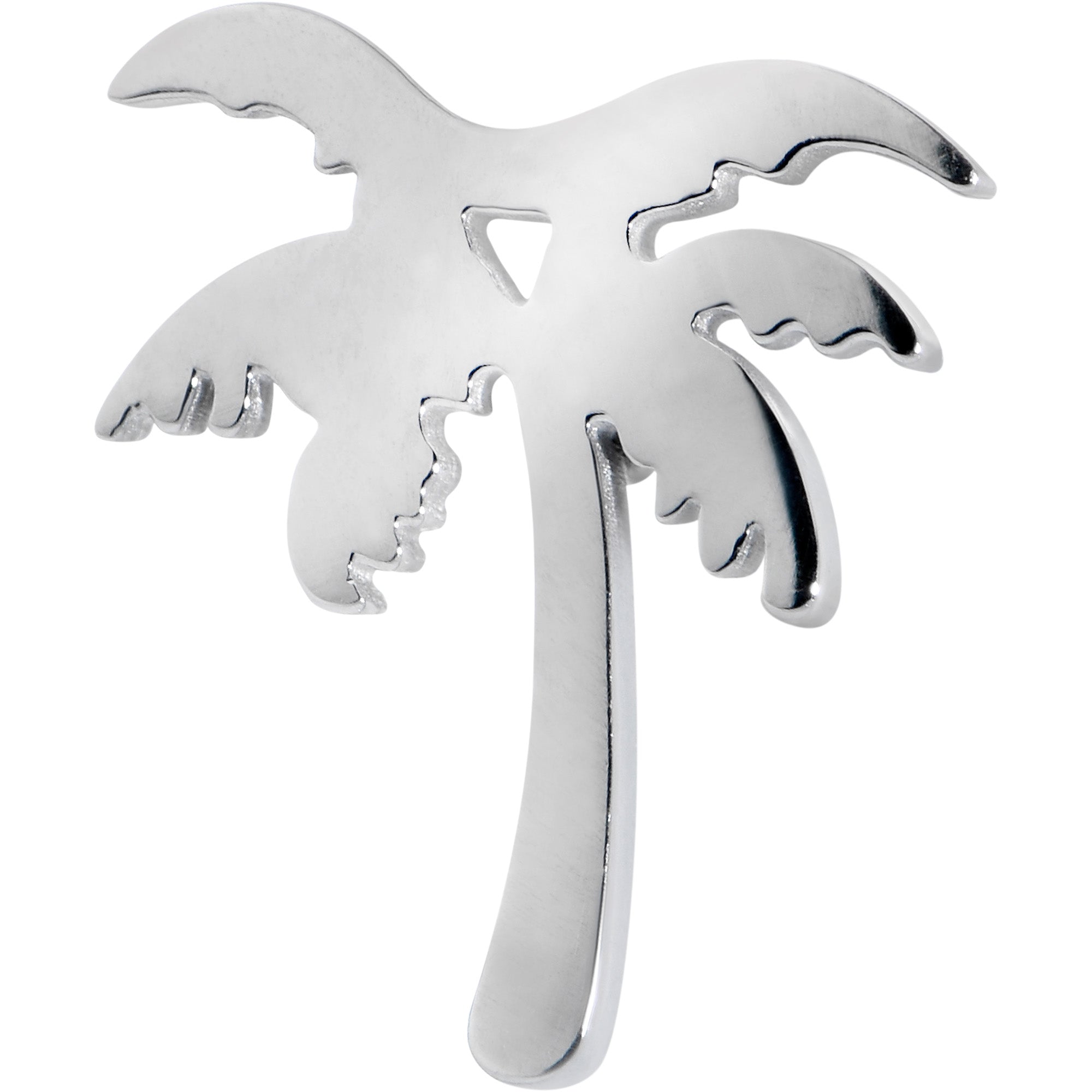 316L Surgical Steel Tropically Trendy Palm Tree Barbell Tongue Ring