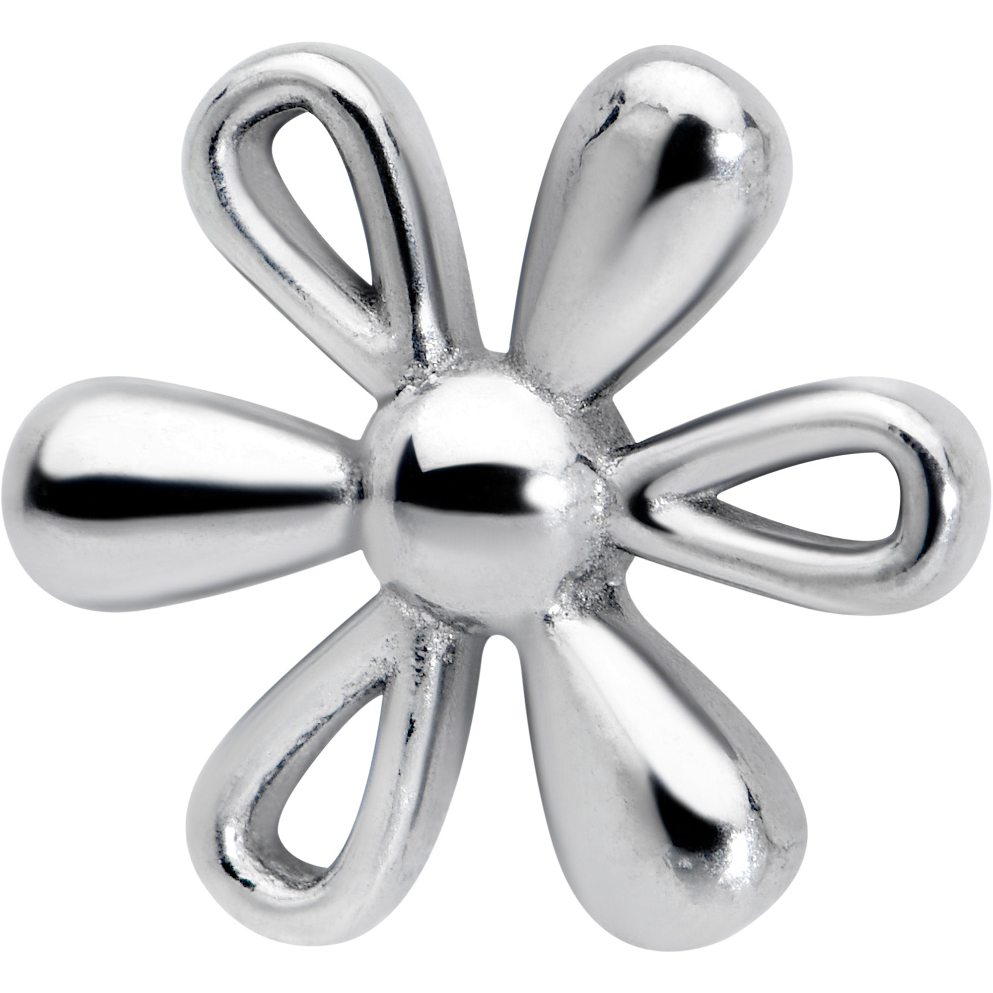 316L Surgical Steel Loopy Hippie Flower End Barbell Tongue Ring