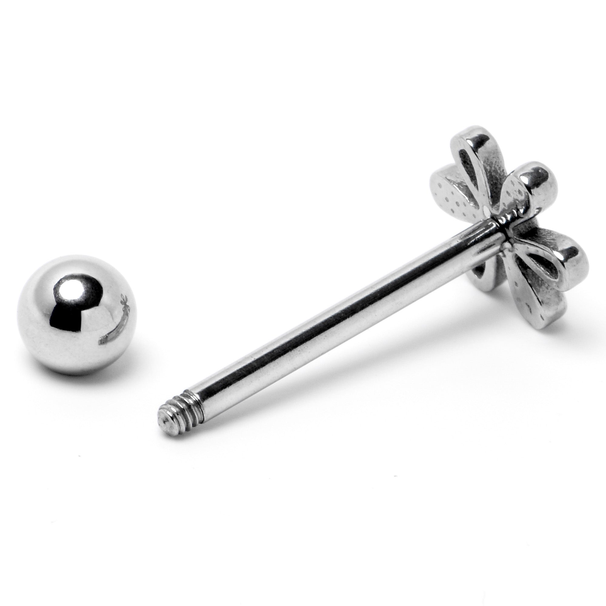 316L Surgical Steel Loopy Hippie Flower End Barbell Tongue Ring