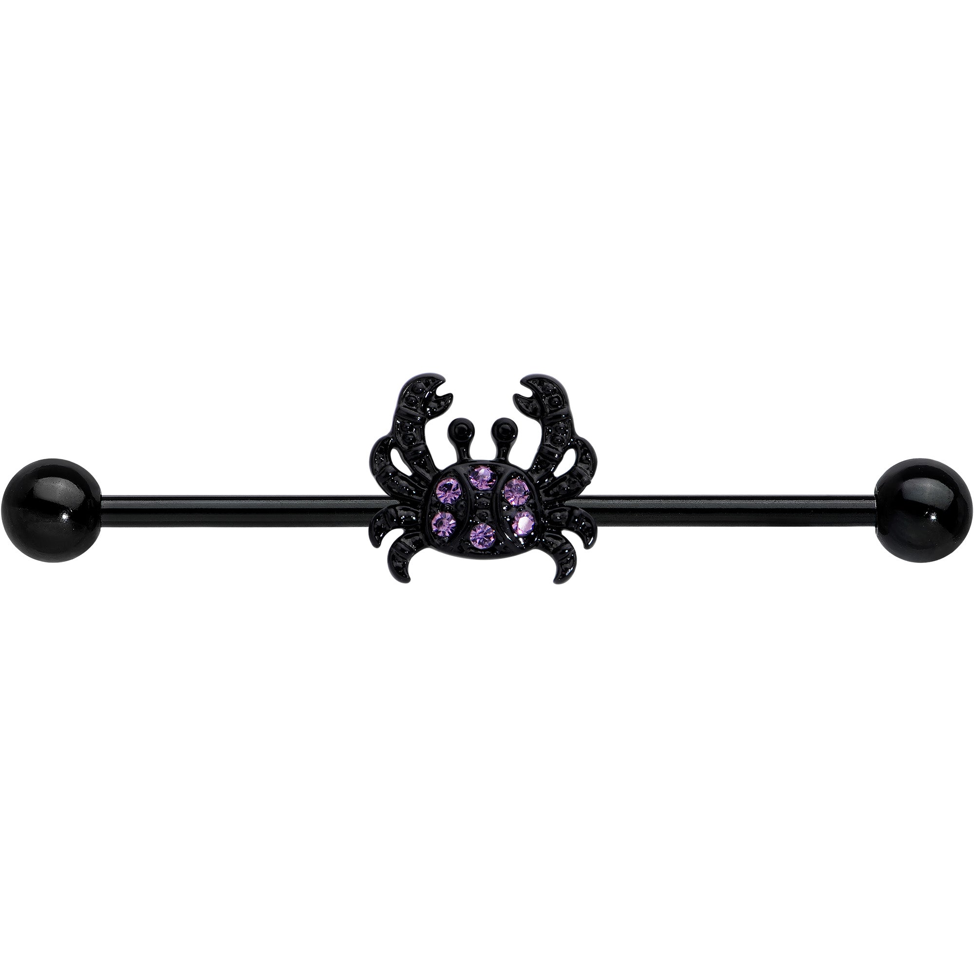 14 Gauge Purple Gem Black Chic Crab Industrial Barbell 38mm