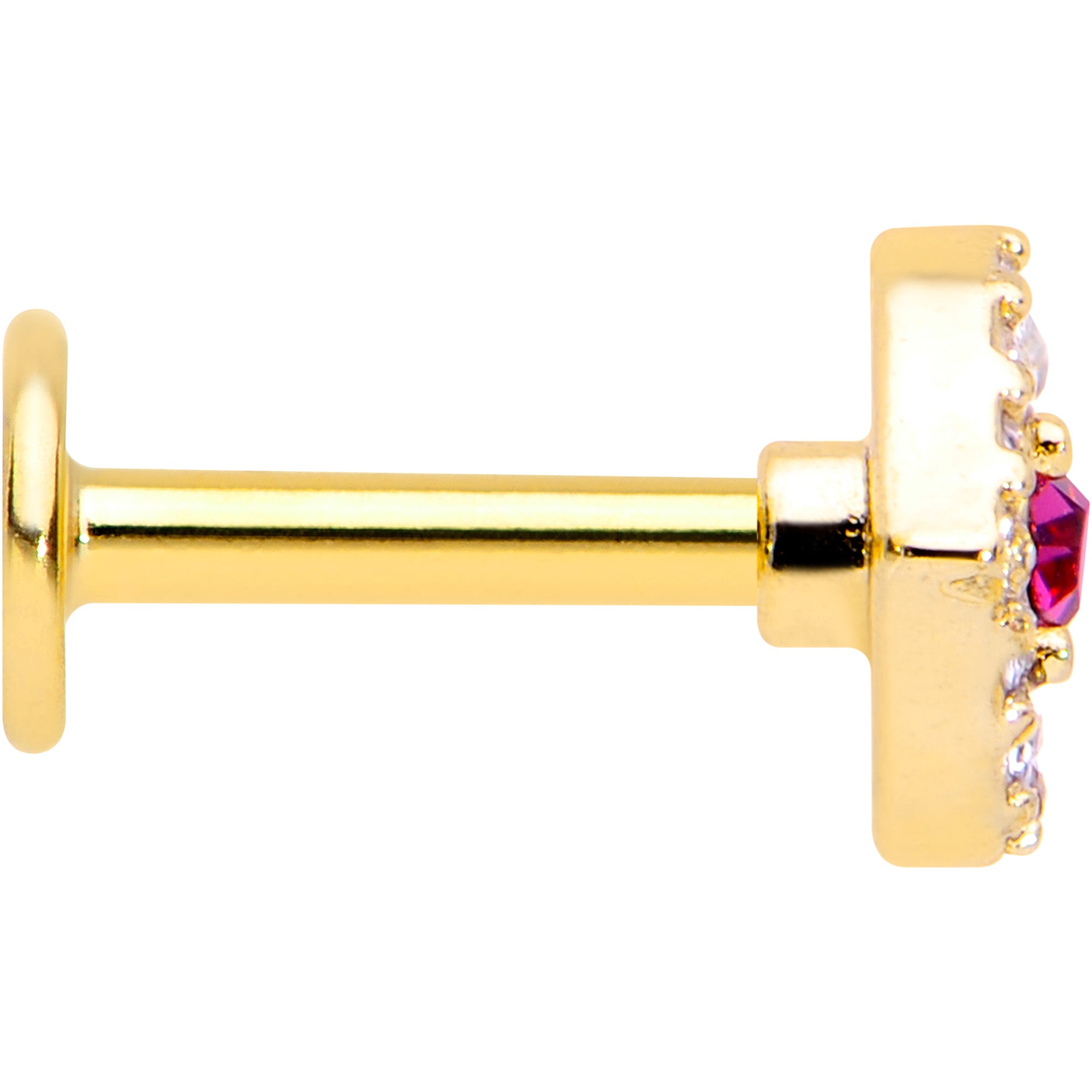 16 Gauge 1/4 Clear Pink Gem Gold Tone Open Eye Labret