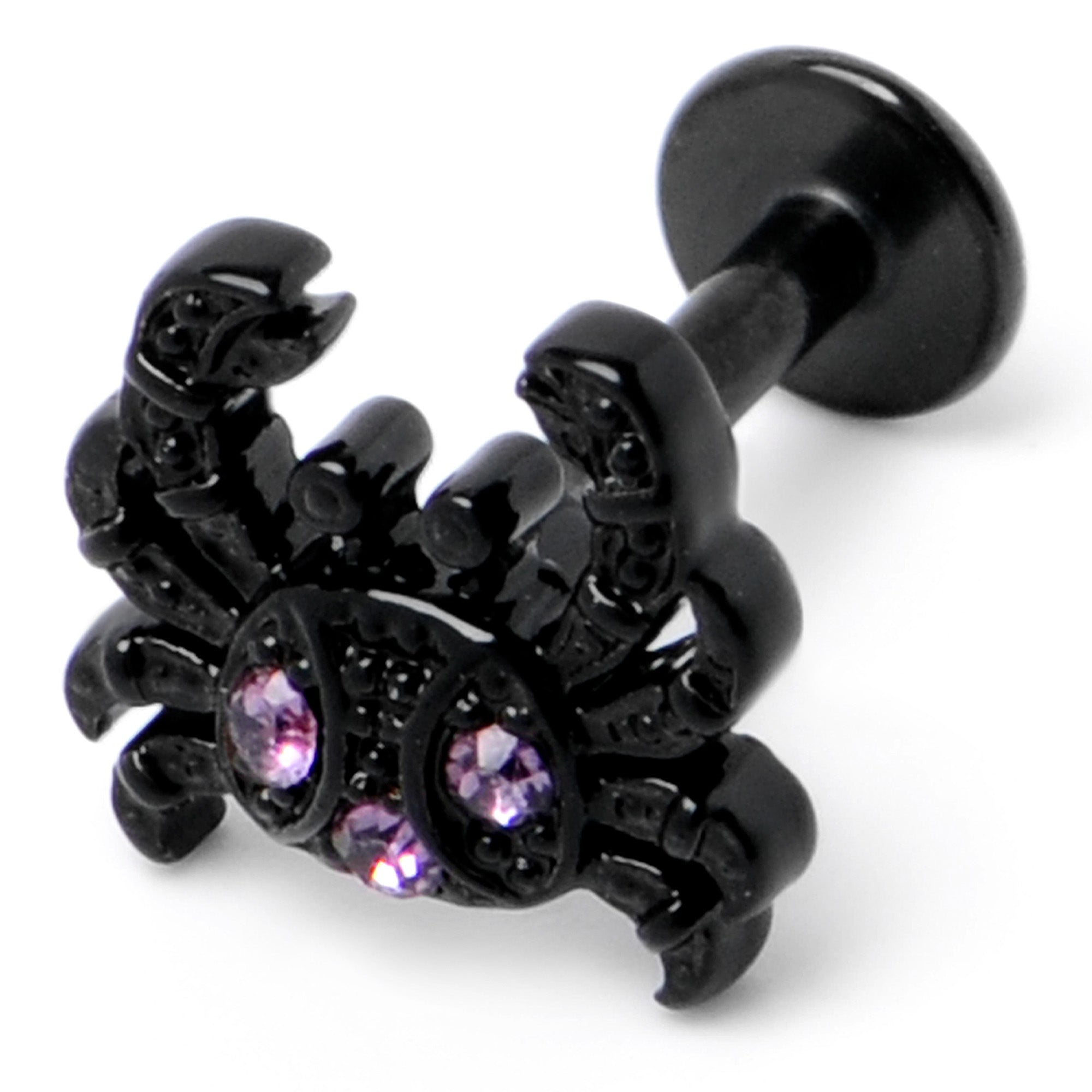 16 Gauge 1/4 Purple Gem Black Chic Crab Labret