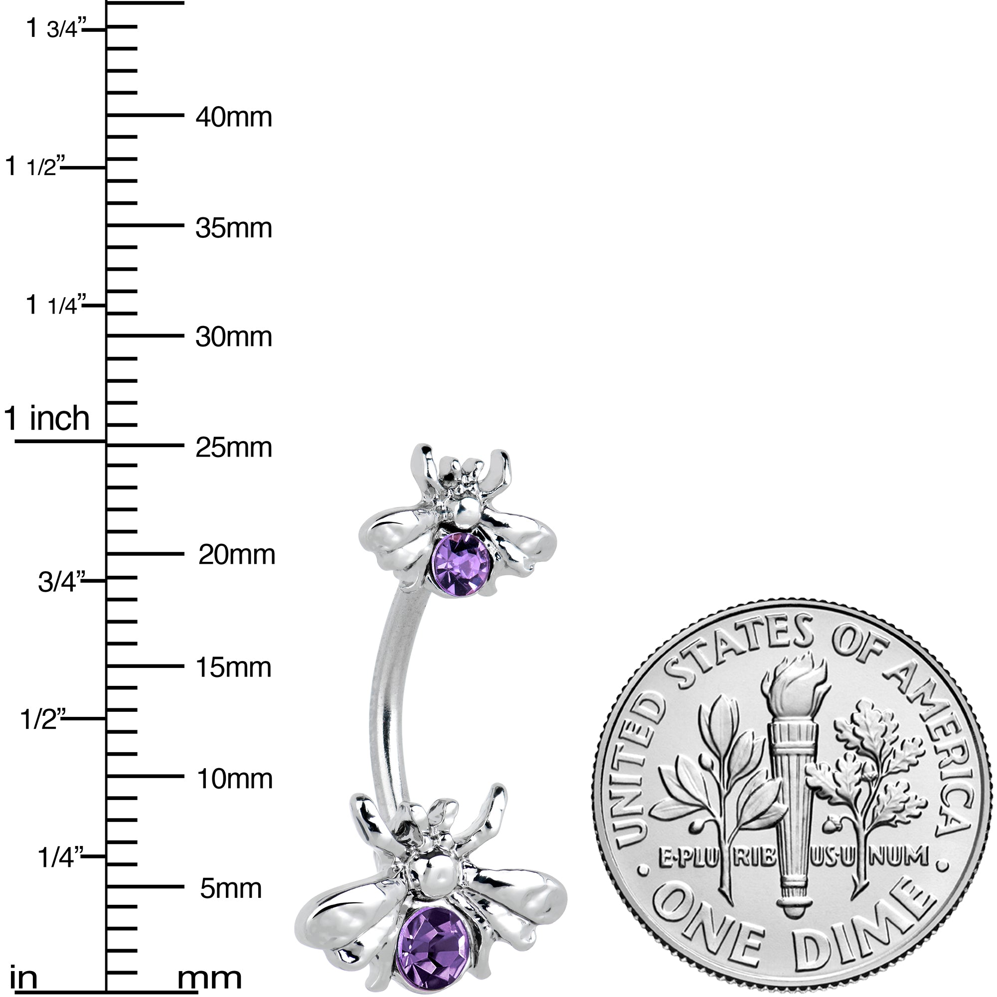 Purple Gem Bees Beautiful Insect Double Mount Belly Ring