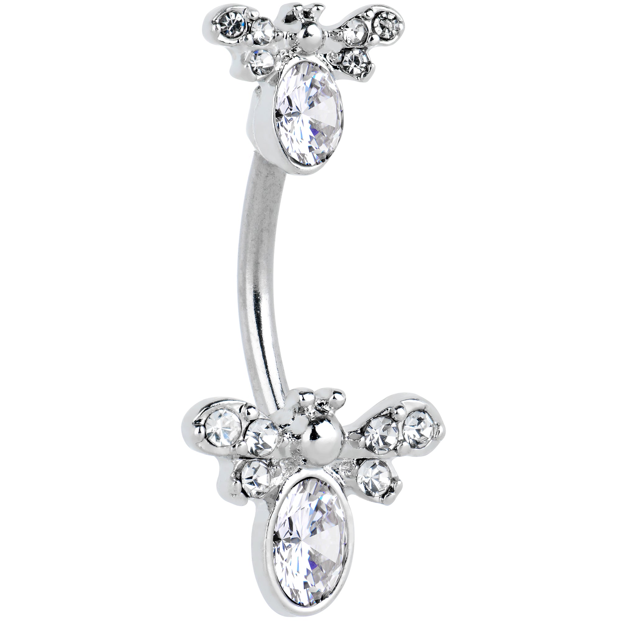 Clear Gem Fanciful Butterfly Double Mount Belly Ring