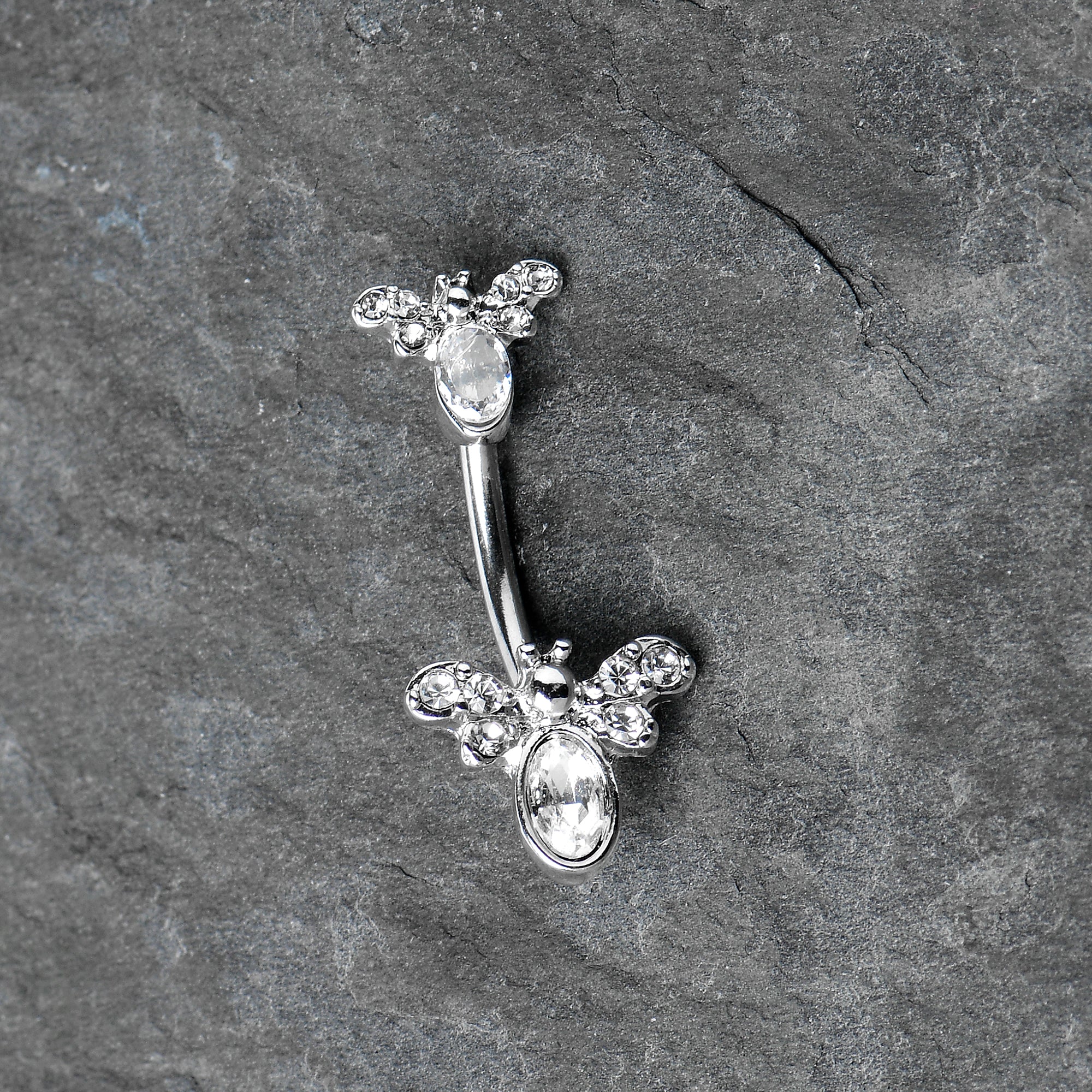 Clear Gem Fanciful Butterfly Double Mount Belly Ring