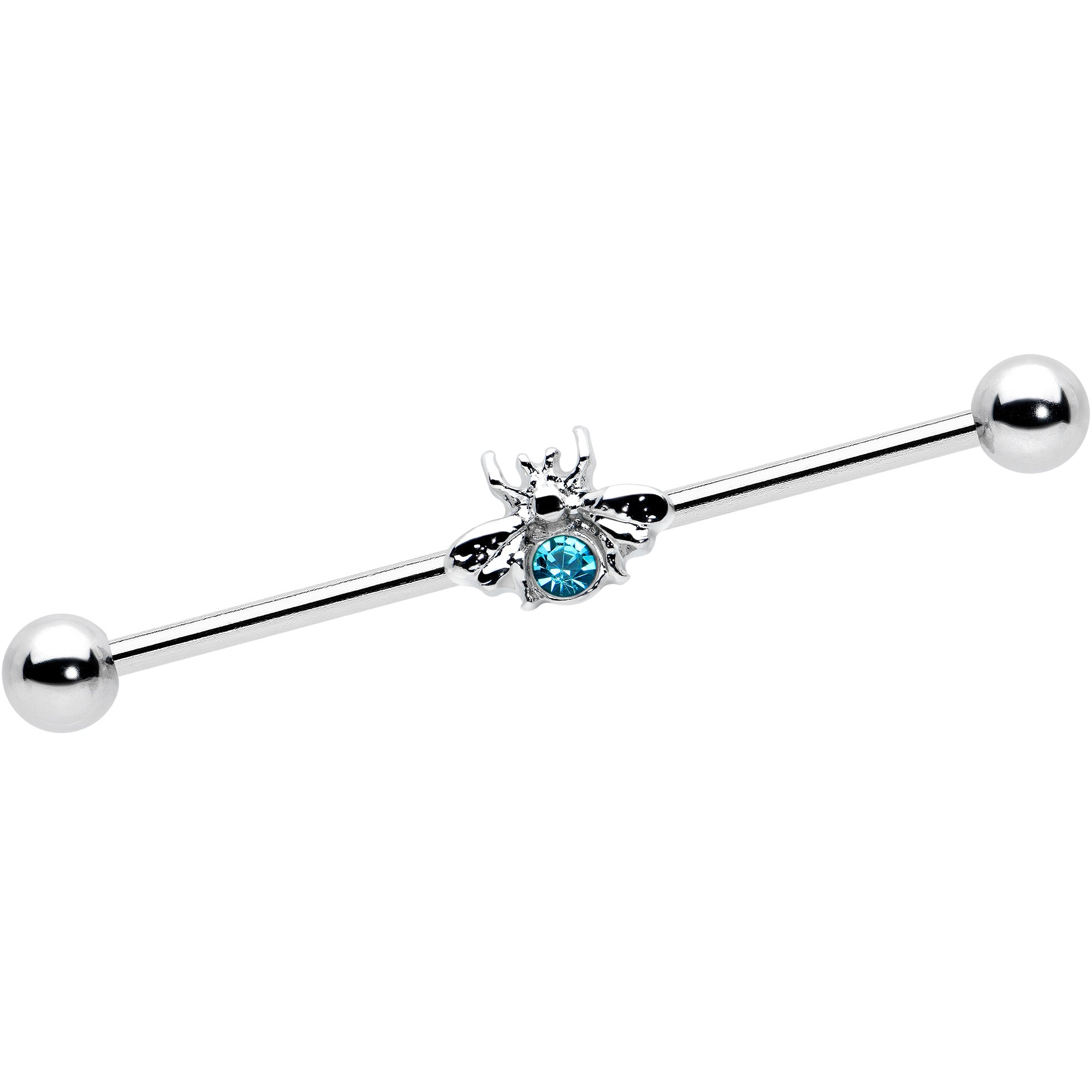 14 Gauge Blue Gem Bee Beautiful Insect Industrial Barbell 38mm