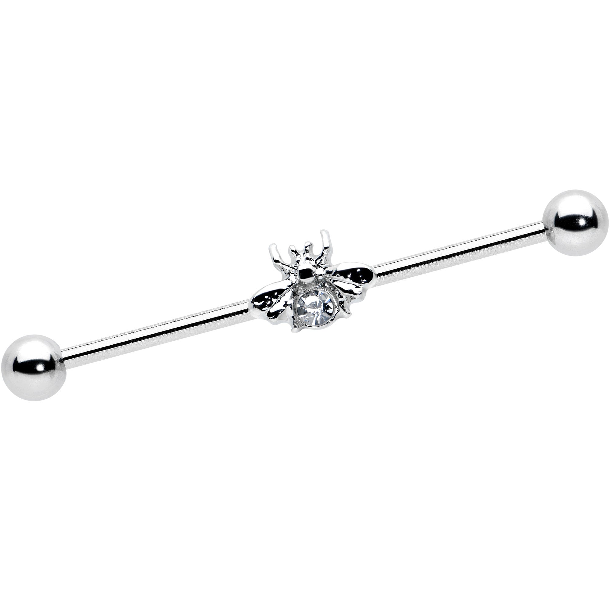 14 Gauge Clear Gem Bee Beautiful Insect Industrial Barbell 38mm