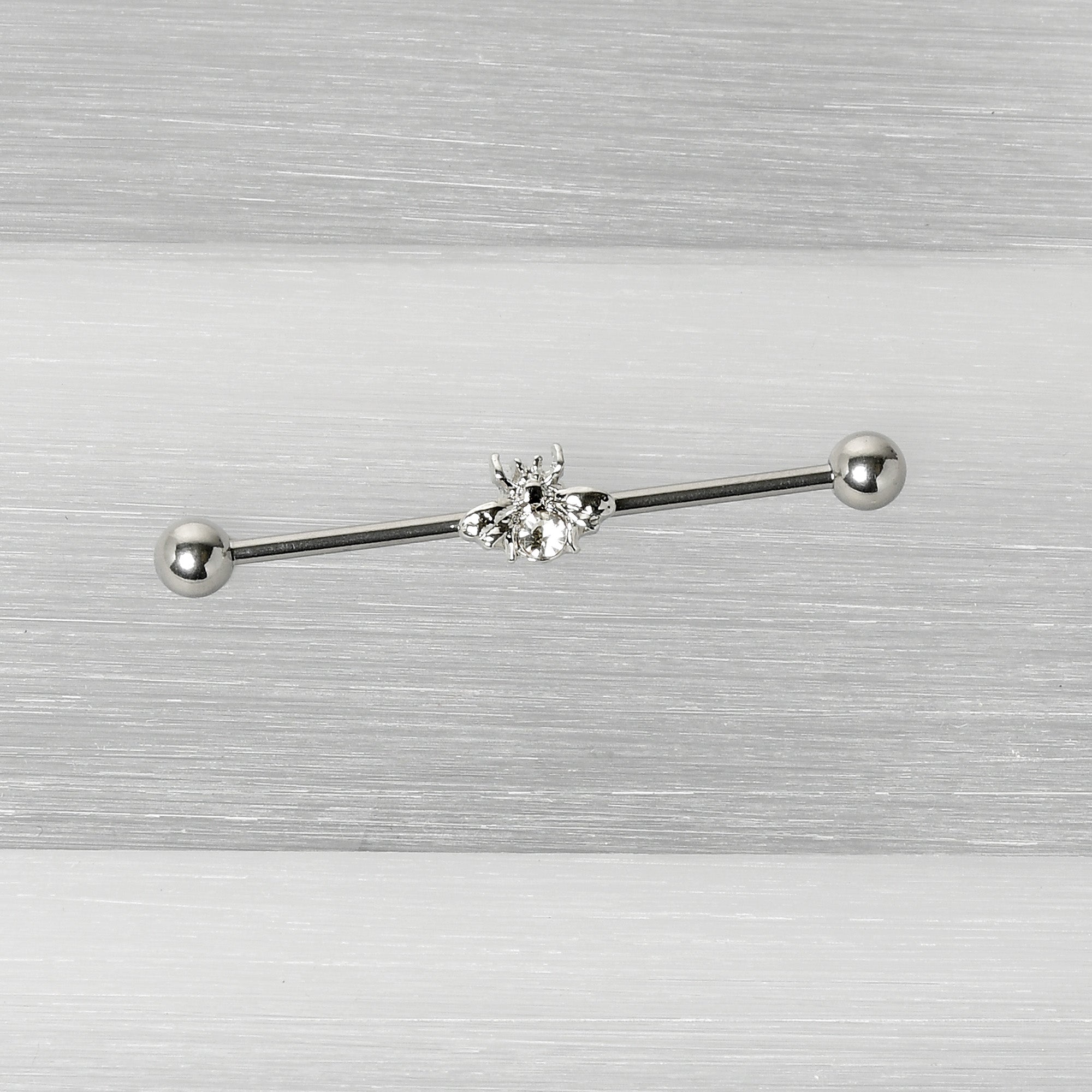 14 Gauge Clear Gem Bee Beautiful Insect Industrial Barbell 38mm