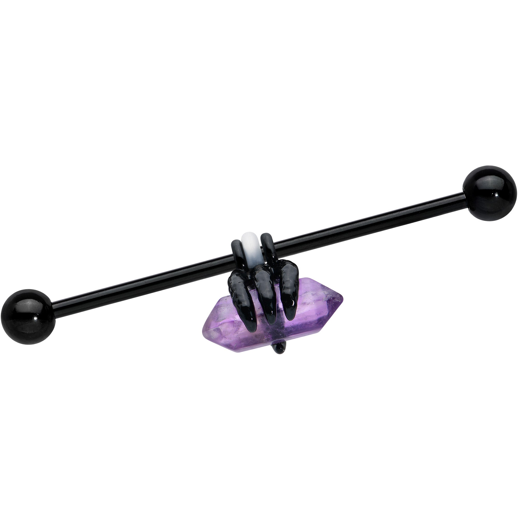 14 Gauge Purple Amethyst Black Claw Industrial Barbell 38mm