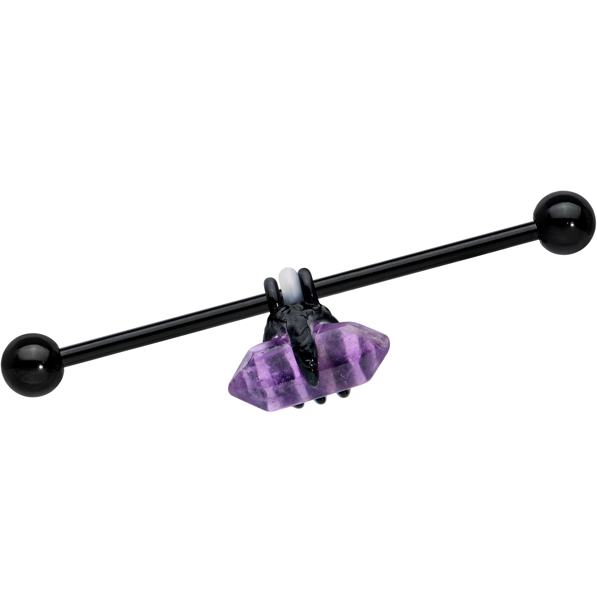 14 Gauge Purple Amethyst Black Claw Industrial Barbell 38mm