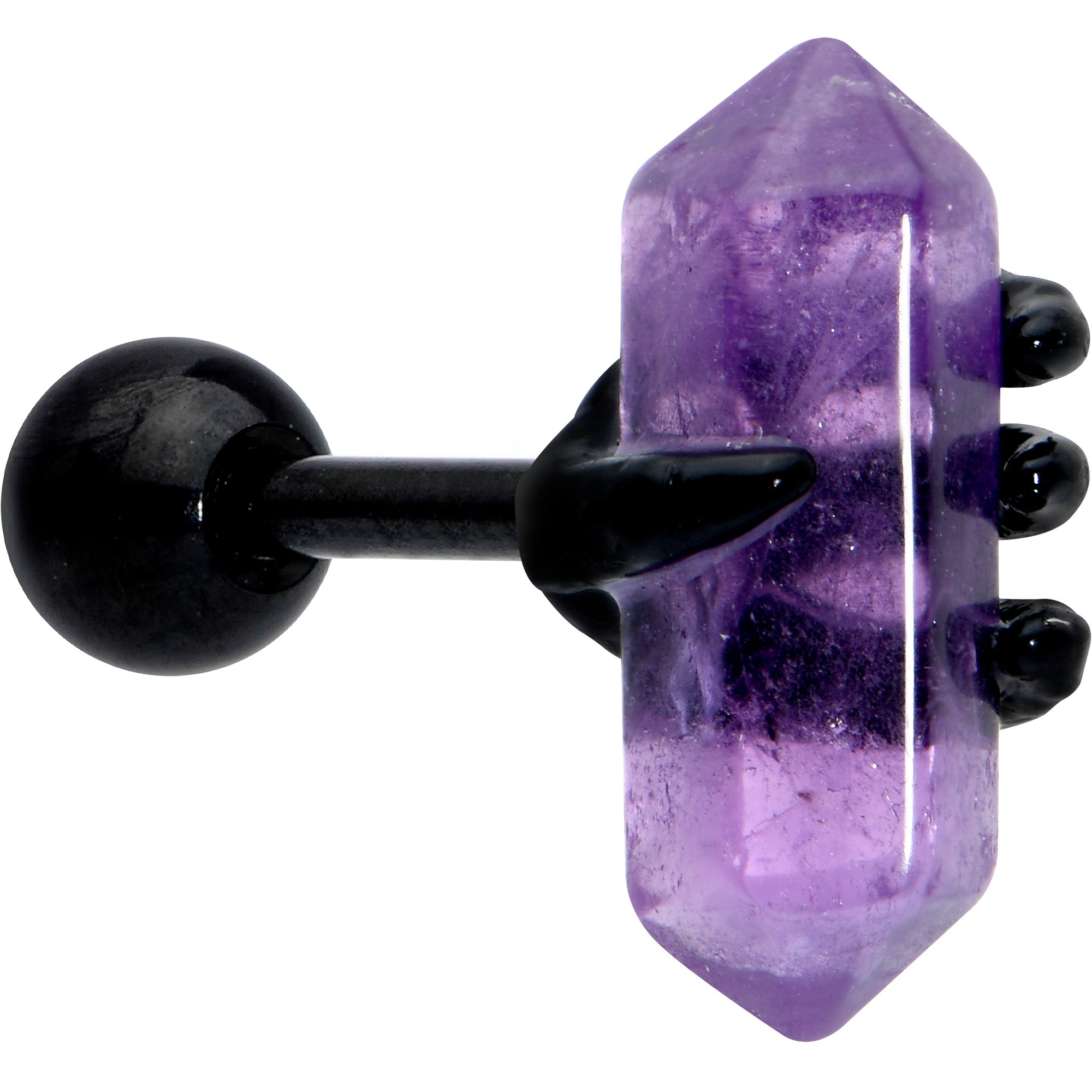 16 Gauge 1/4 Purple Amethyst Black Claw Obelisk Cartilage Earring