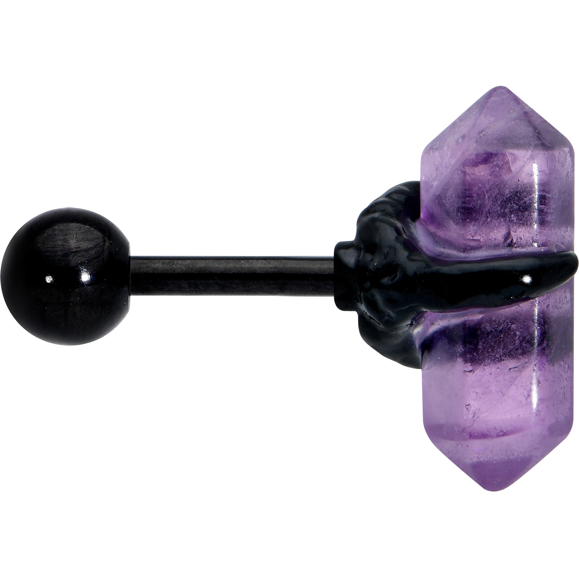 16 Gauge 1/4 Purple Amethyst Black Claw Obelisk Cartilage Earring