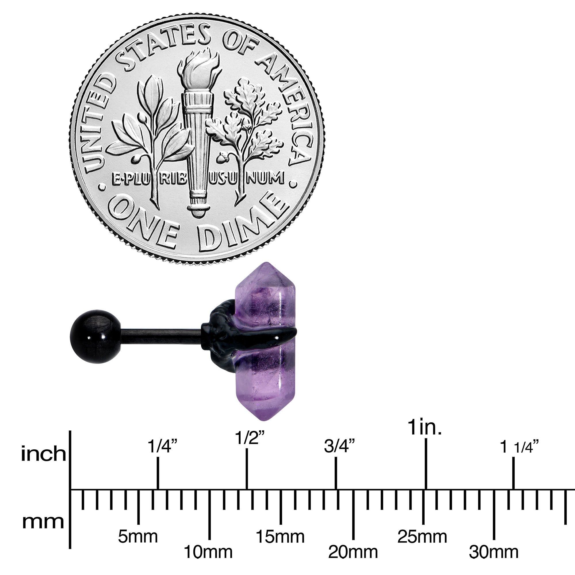 16 Gauge 1/4 Purple Amethyst Black Claw Obelisk Cartilage Earring