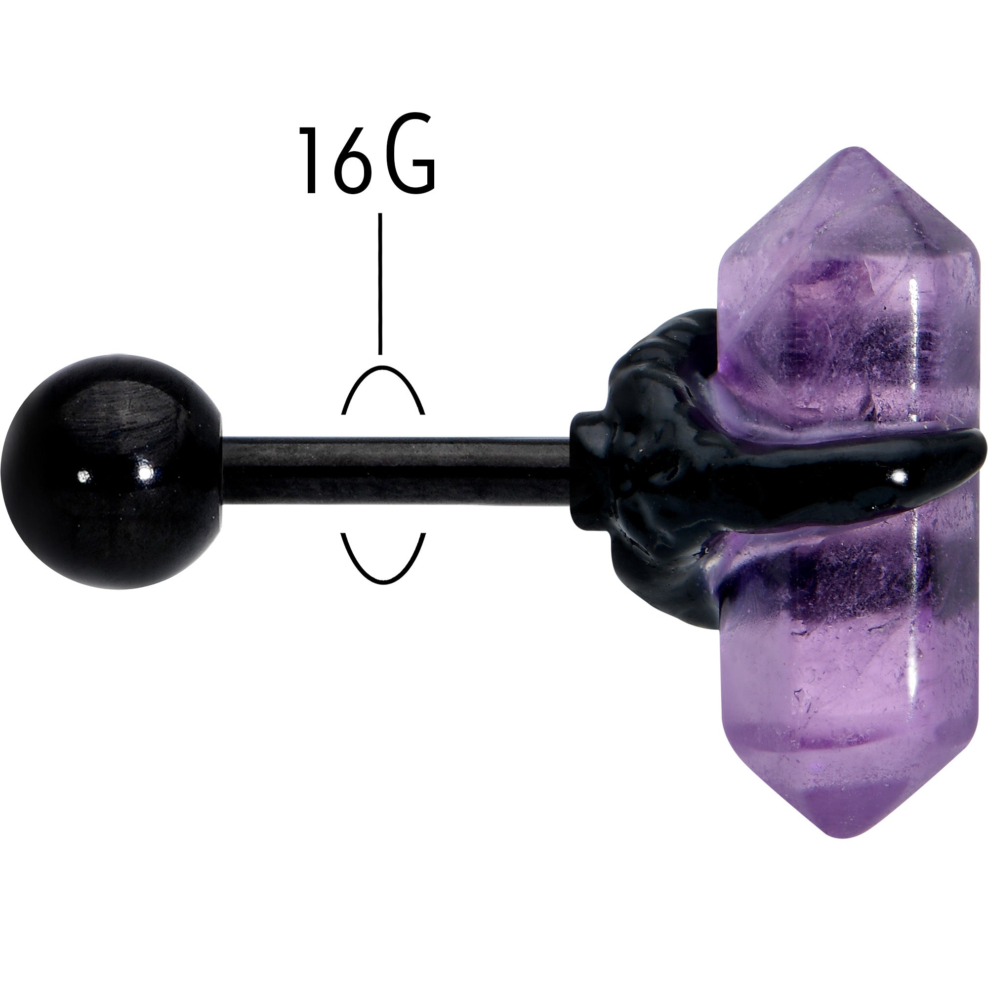 16 Gauge 1/4 Purple Amethyst Black Claw Obelisk Cartilage Earring