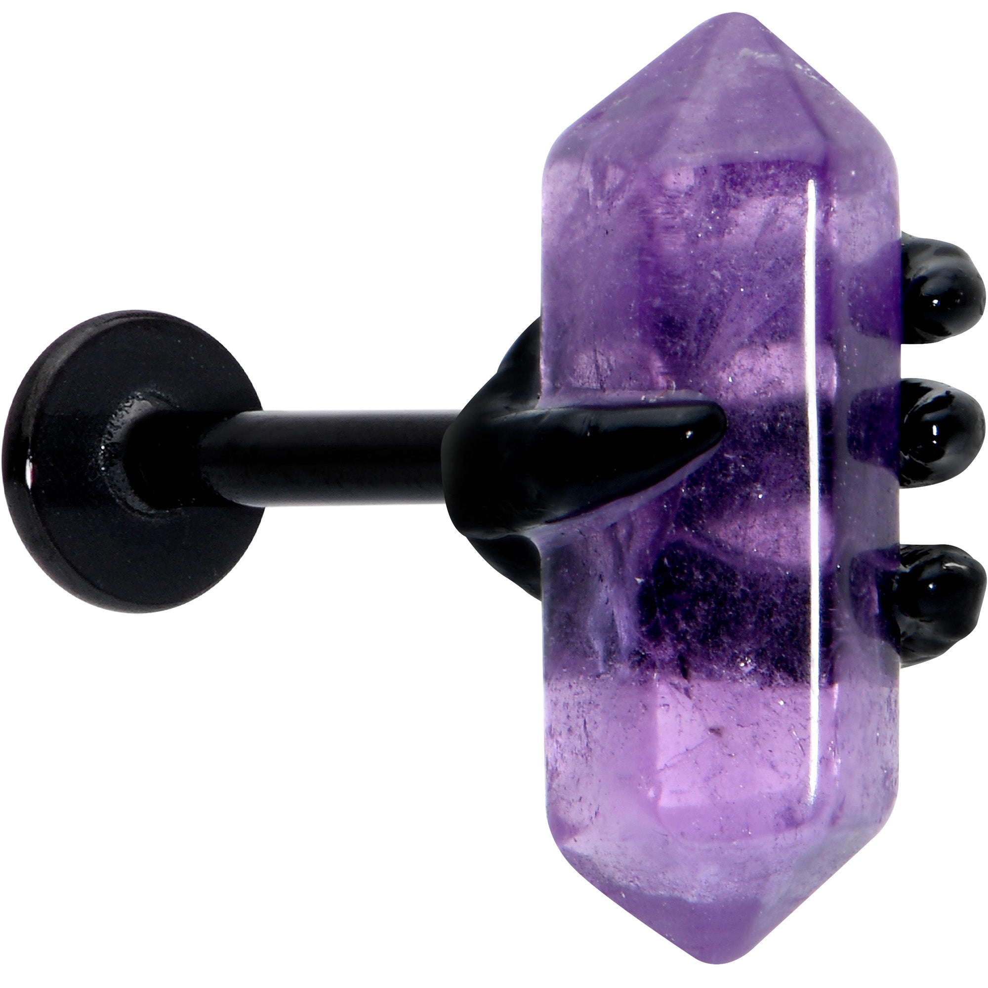 16 Gauge 5/16 Purple Amethyst Black Claw Obelisk Labret Monroe Tragus