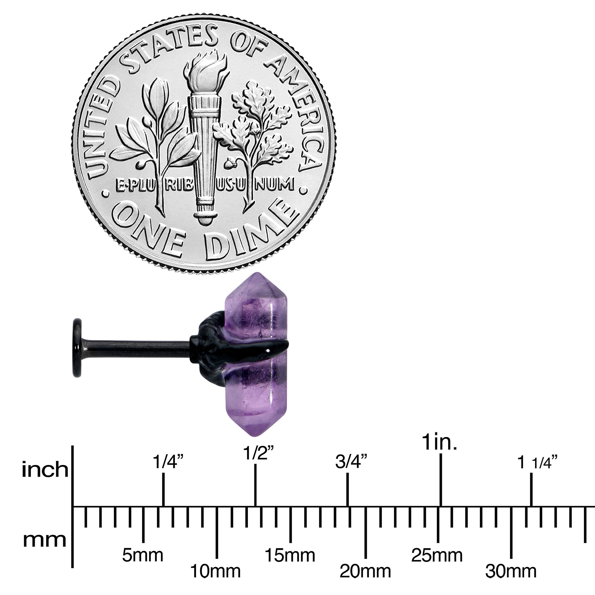 16 Gauge 5/16 Purple Amethyst Black Claw Obelisk Labret Monroe Tragus