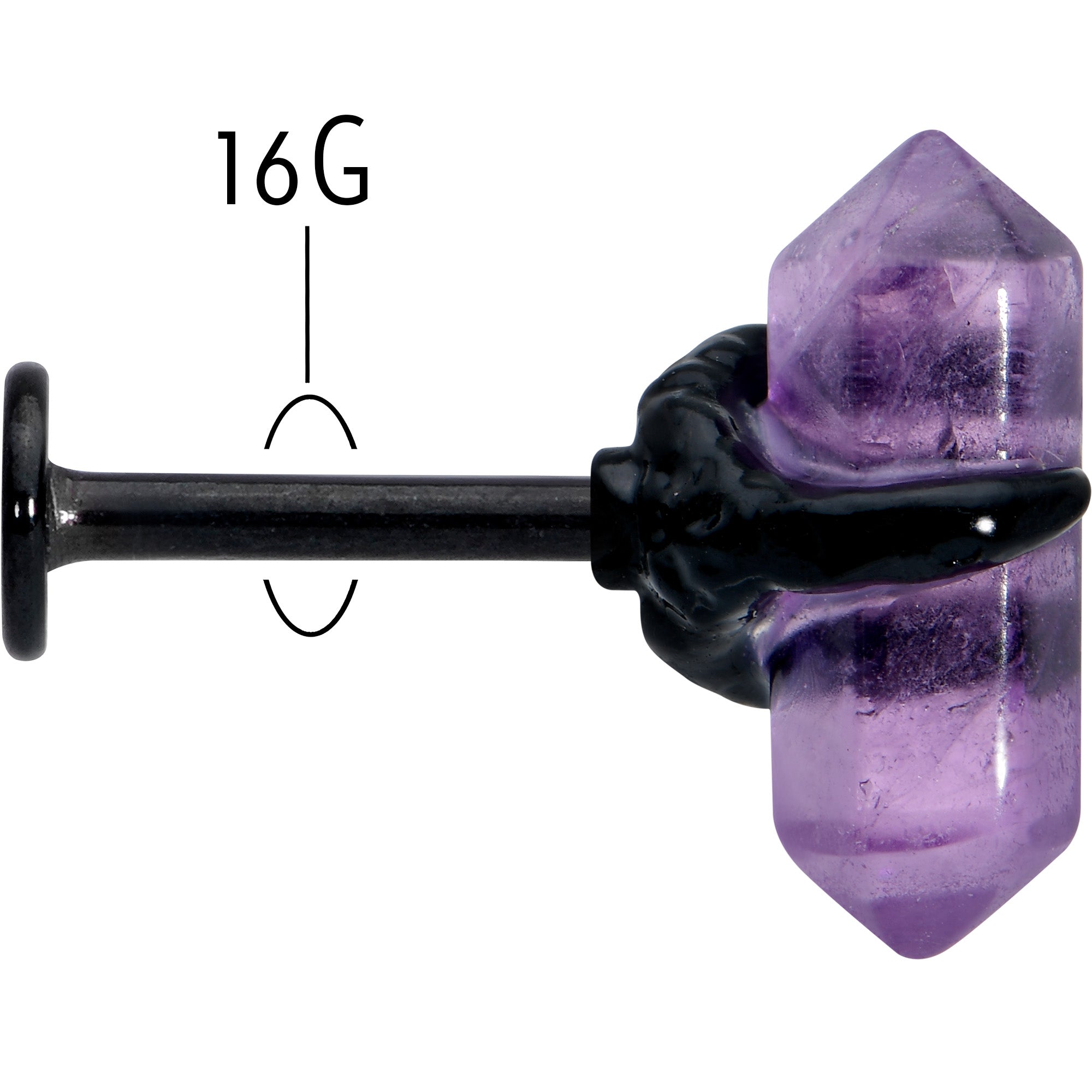 16 Gauge 5/16 Purple Amethyst Black Claw Obelisk Labret Monroe Tragus